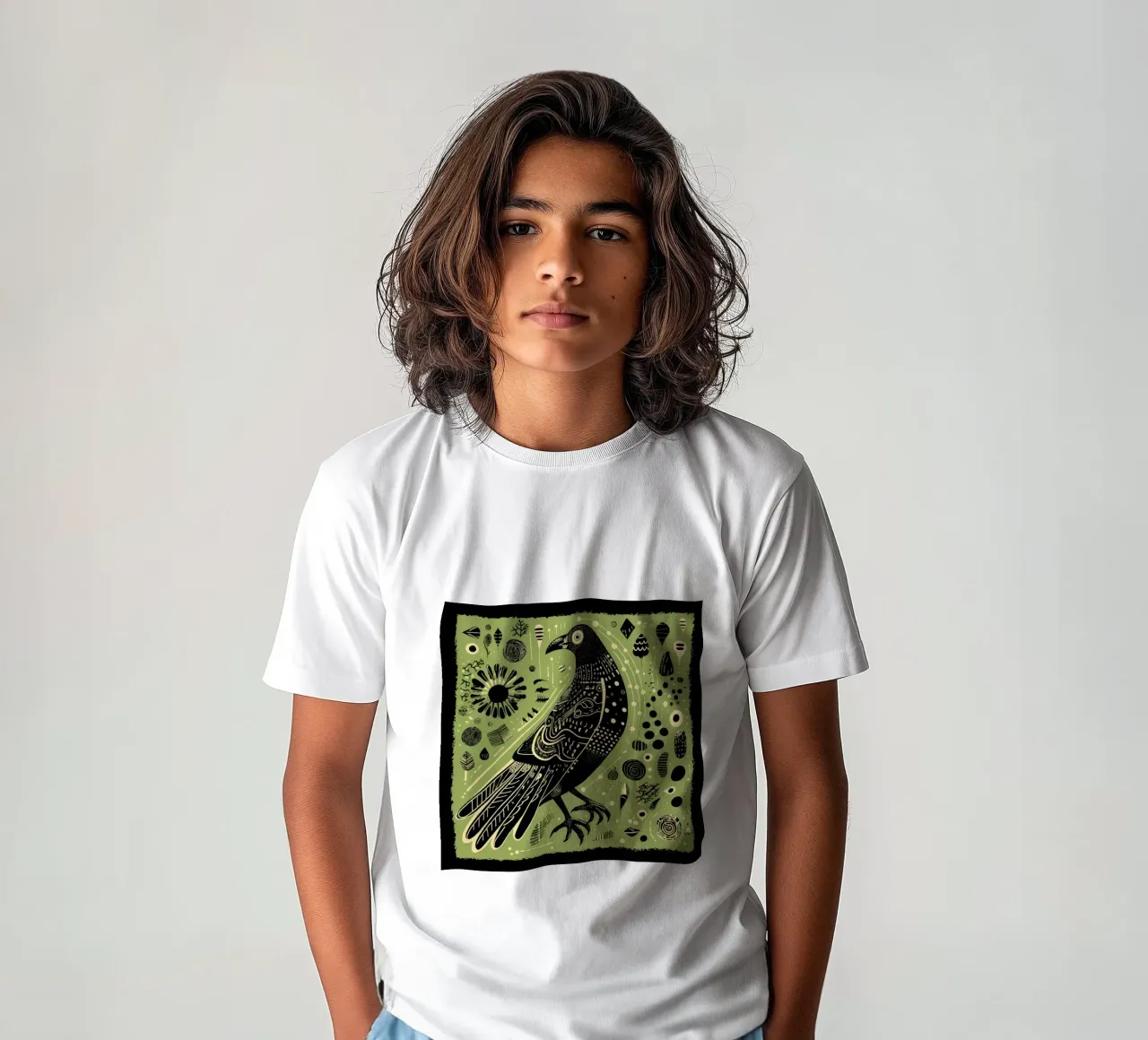 Green Eagle t-shirt bambini da Minimal Animal Art