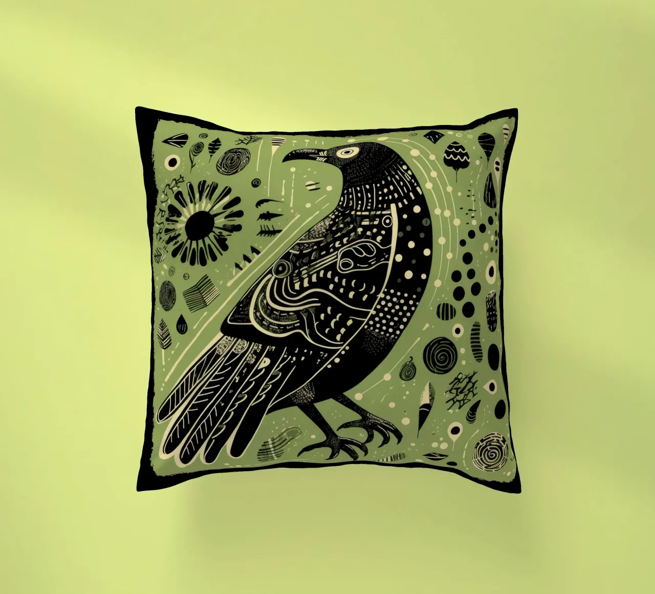 Green Eagle 1 decorative cushion by Minimal Animal Art