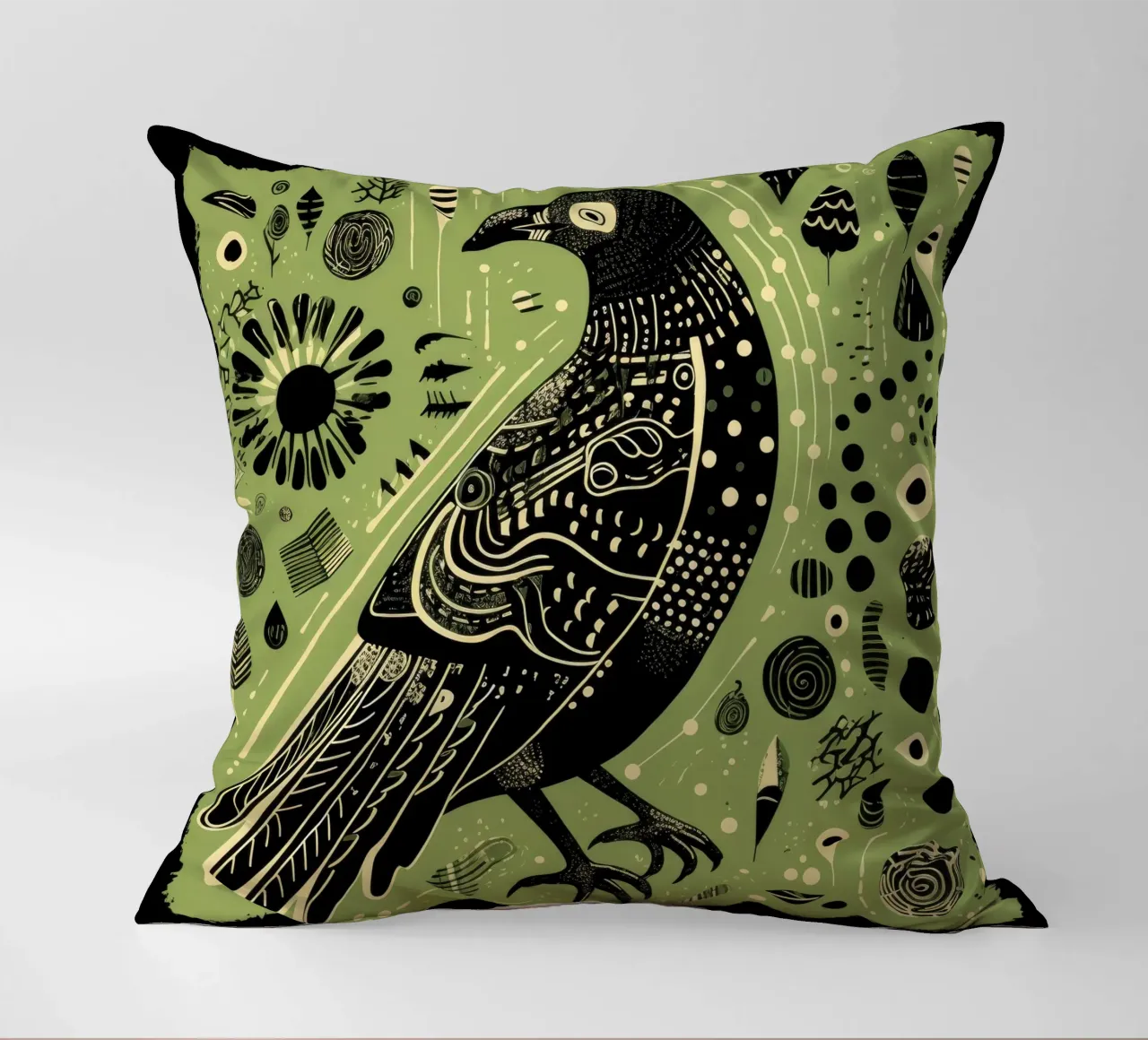 Green Eagle 1 decorative cushion by Minimal Animal Art