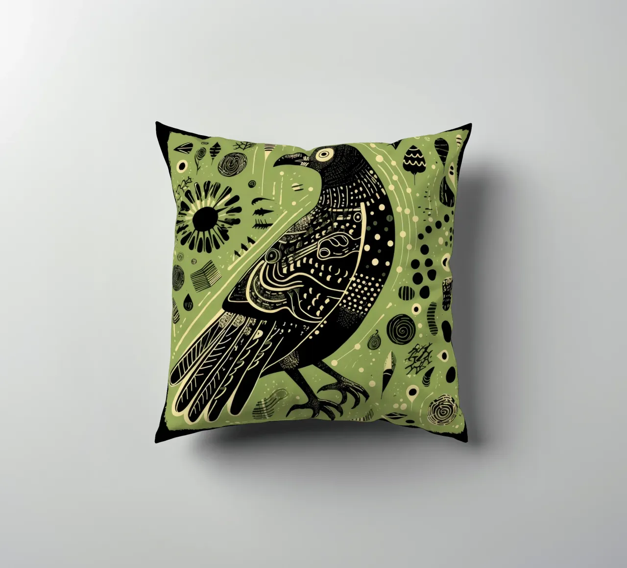 Green Eagle 1 decorative cushion by Minimal Animal Art