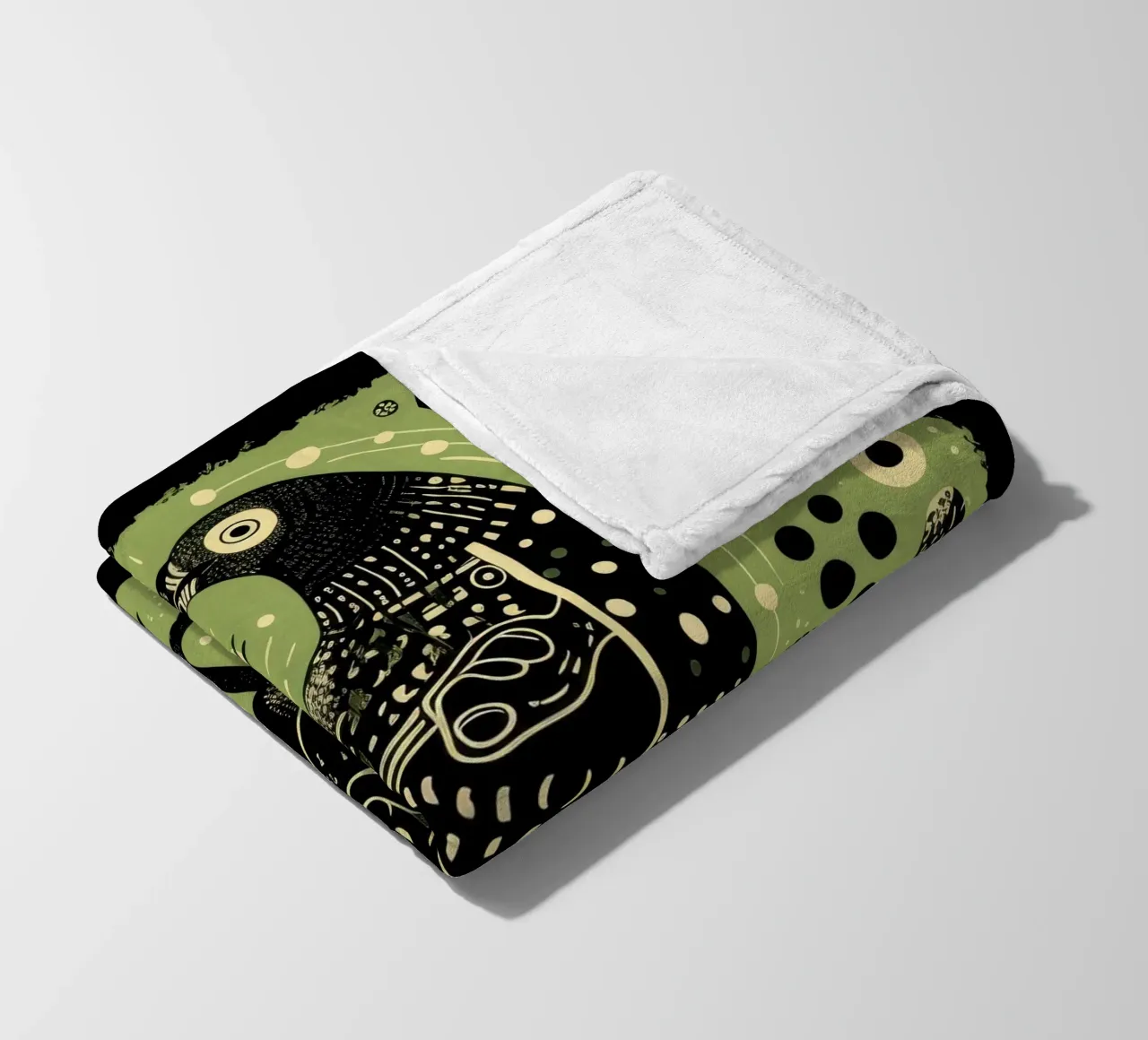 Green Eagle fleece blanket by Minimal Animal Art
