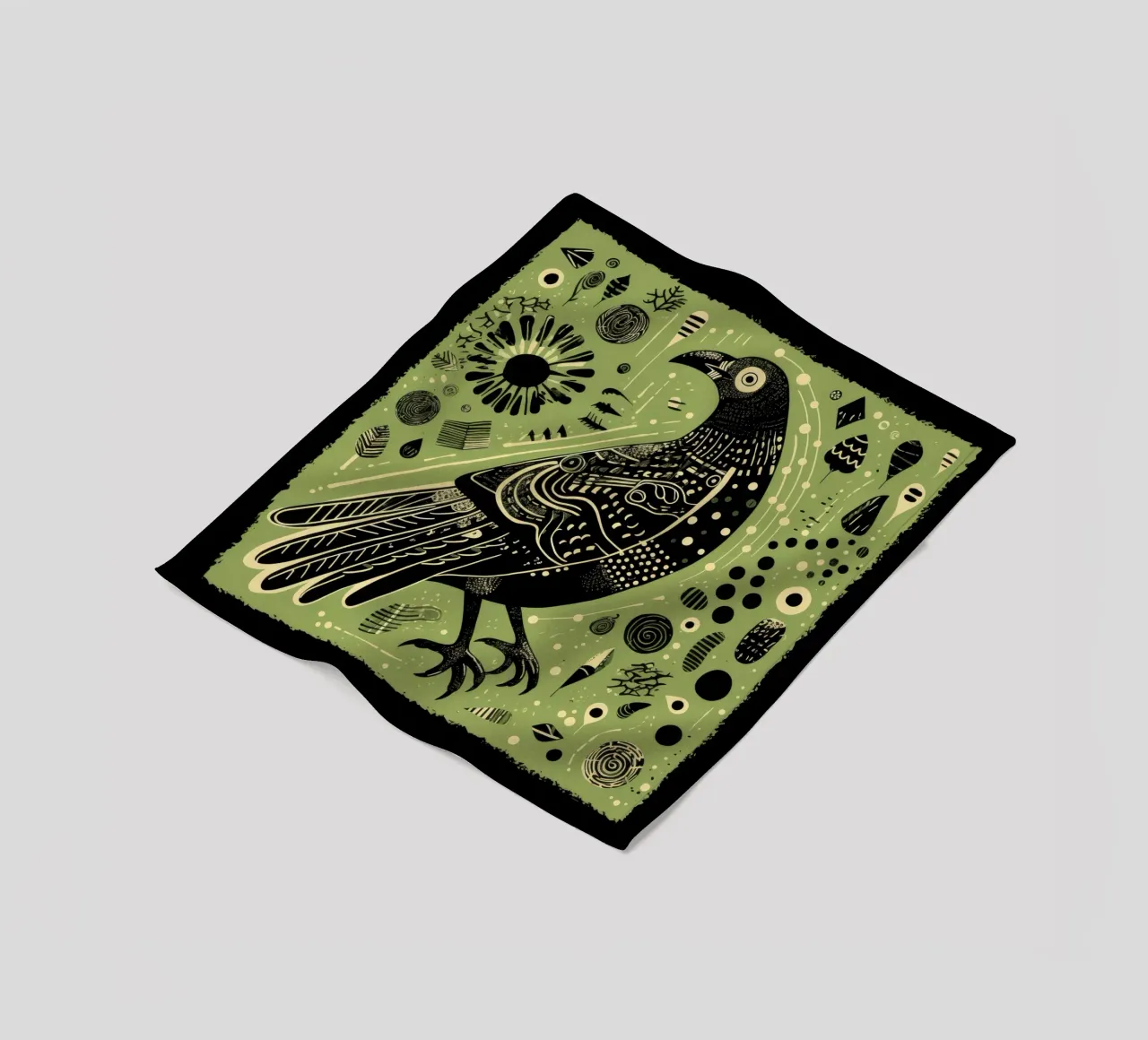 Green Eagle 1 fleece blanket by Minimal Animal Art