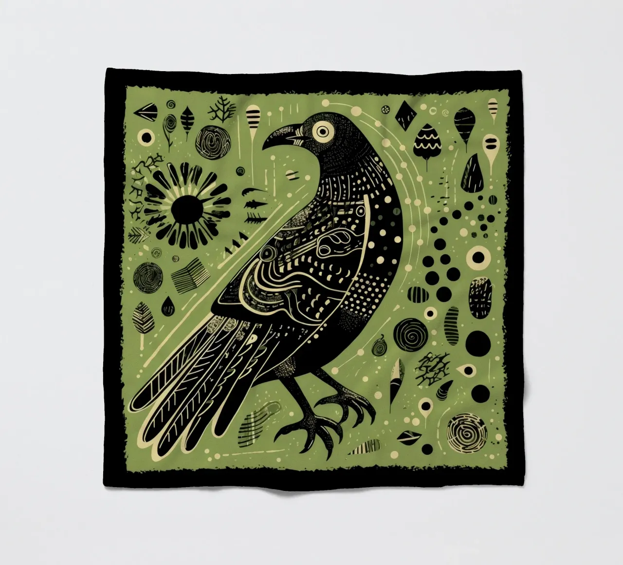 Green Eagle fleece blanket by Minimal Animal Art