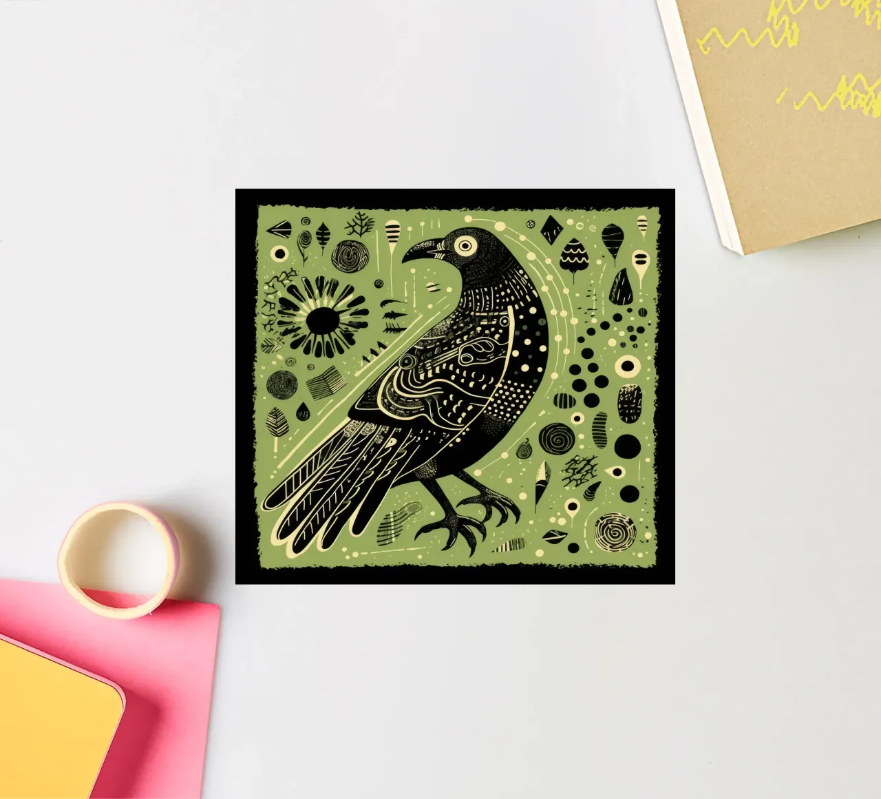 Aquila verde adesivo da Minimal Animal Art