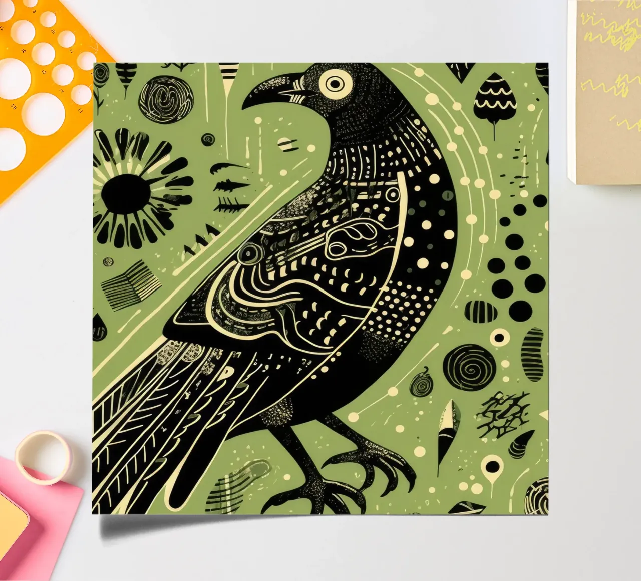 Groene adelaar stickervel van Minimal Animal Art