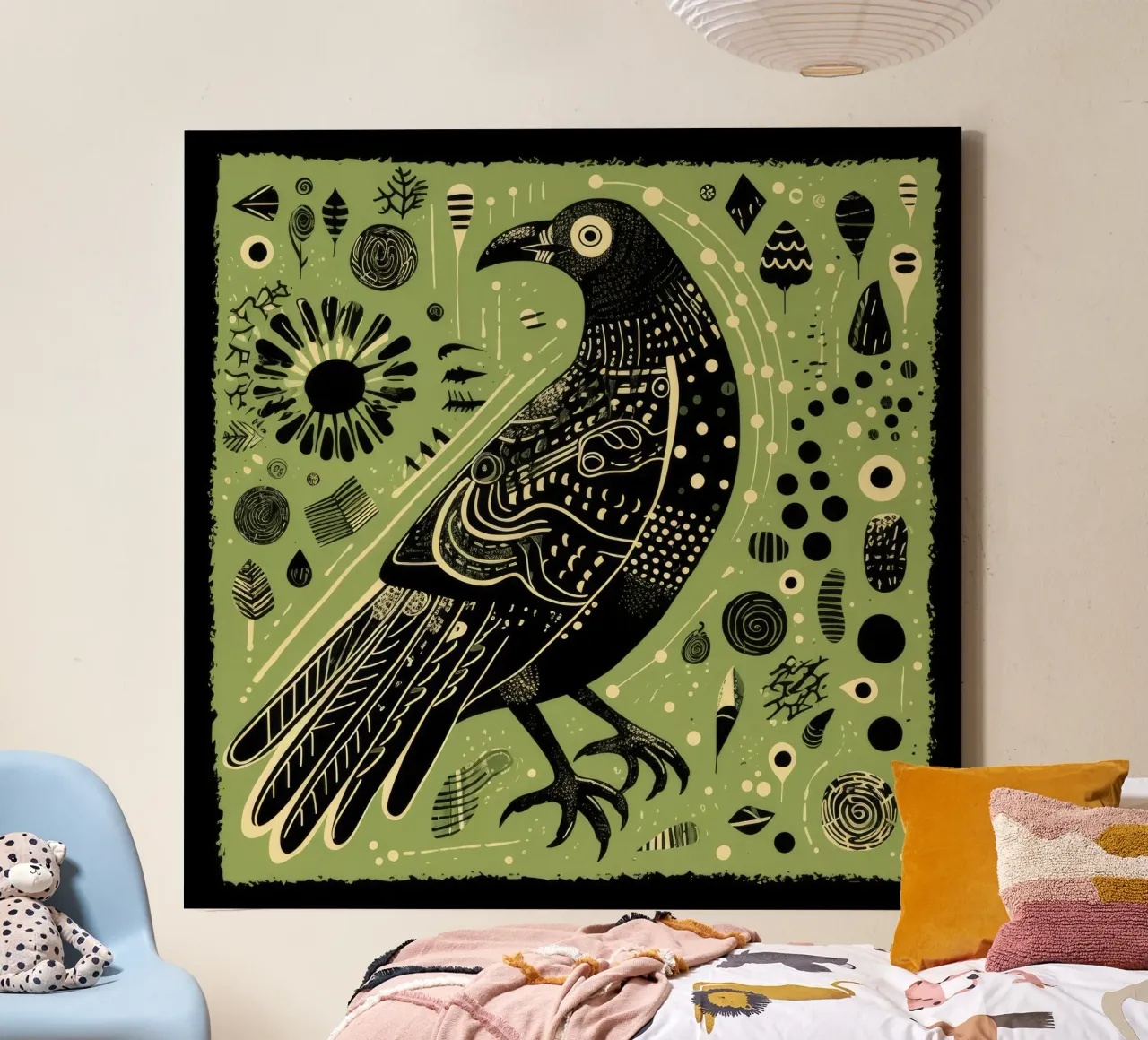 Green Eagle canvas by Minimal Animal Art