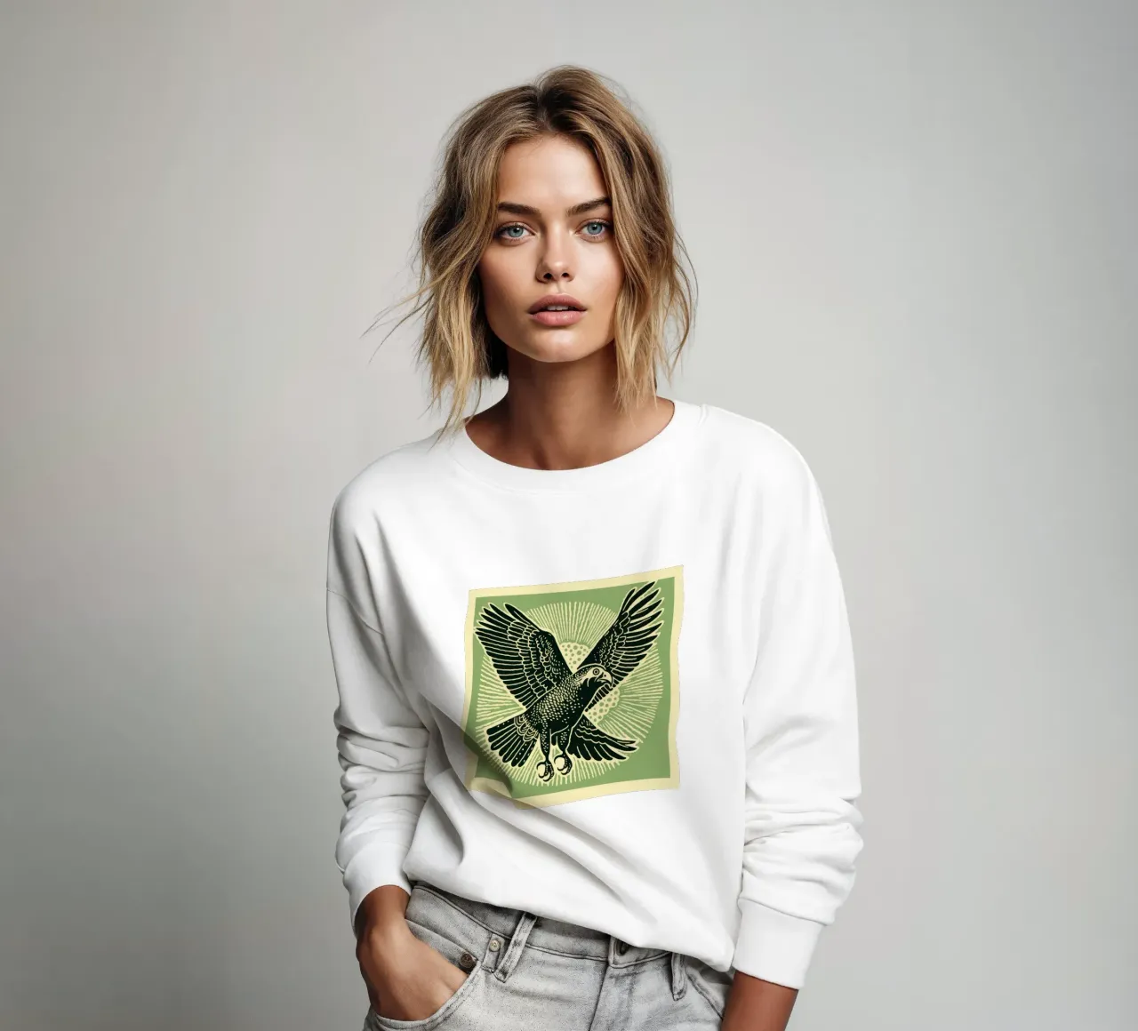 Aigle vert 3 sweat de Minimal Animal Art