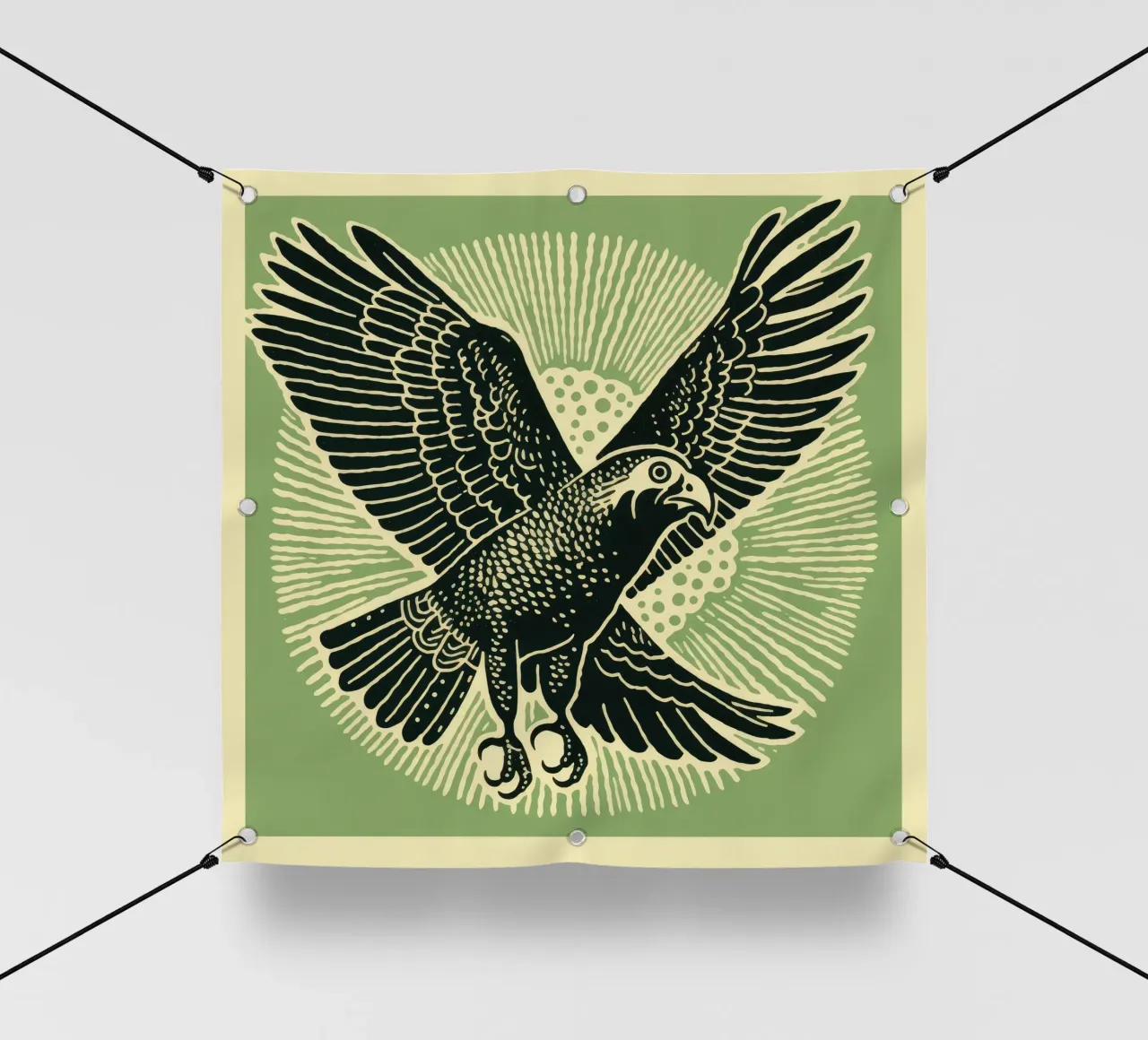 Aigle vert 3 bâche pvc de Minimal Animal Art
