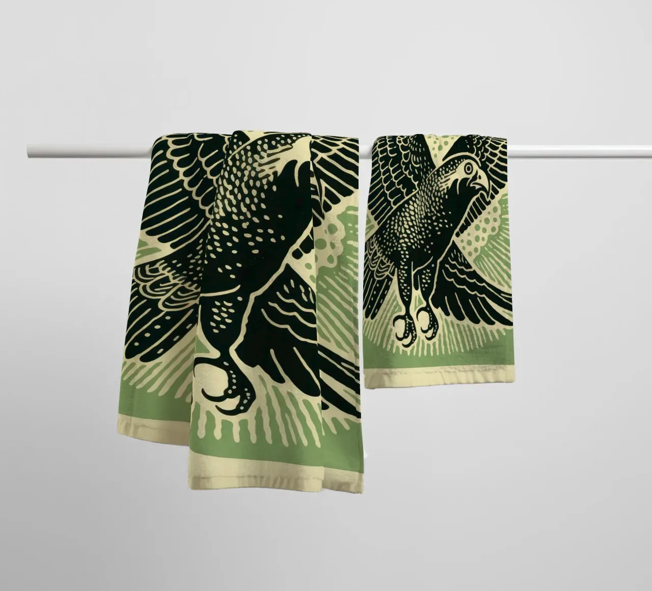 Aigle vert 3 serviette de bain de Minimal Animal Art