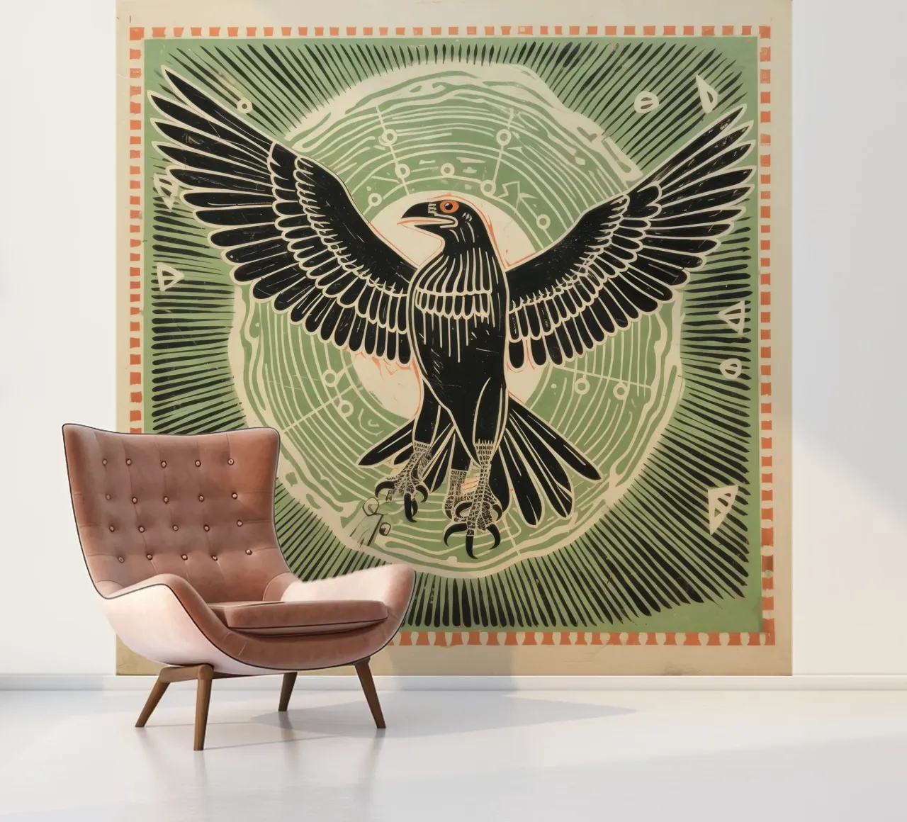 Groene adelaar fotobehang van Minimal Animal Art