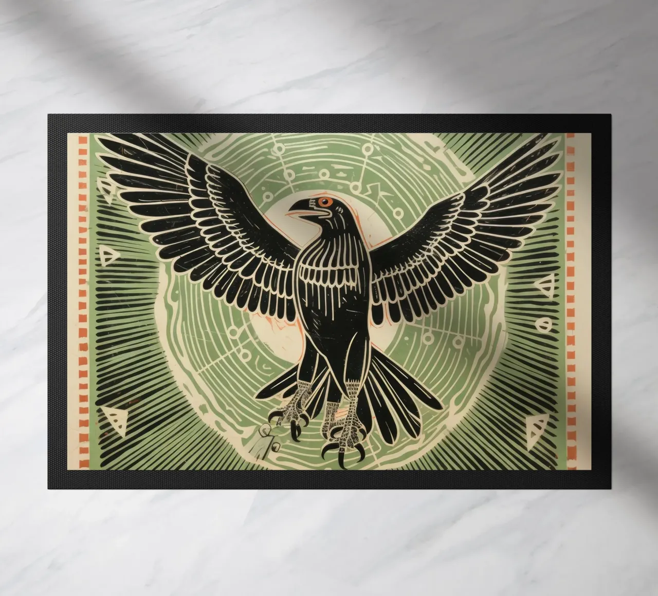 Green Eagle doormat by Minimal Animal Art
