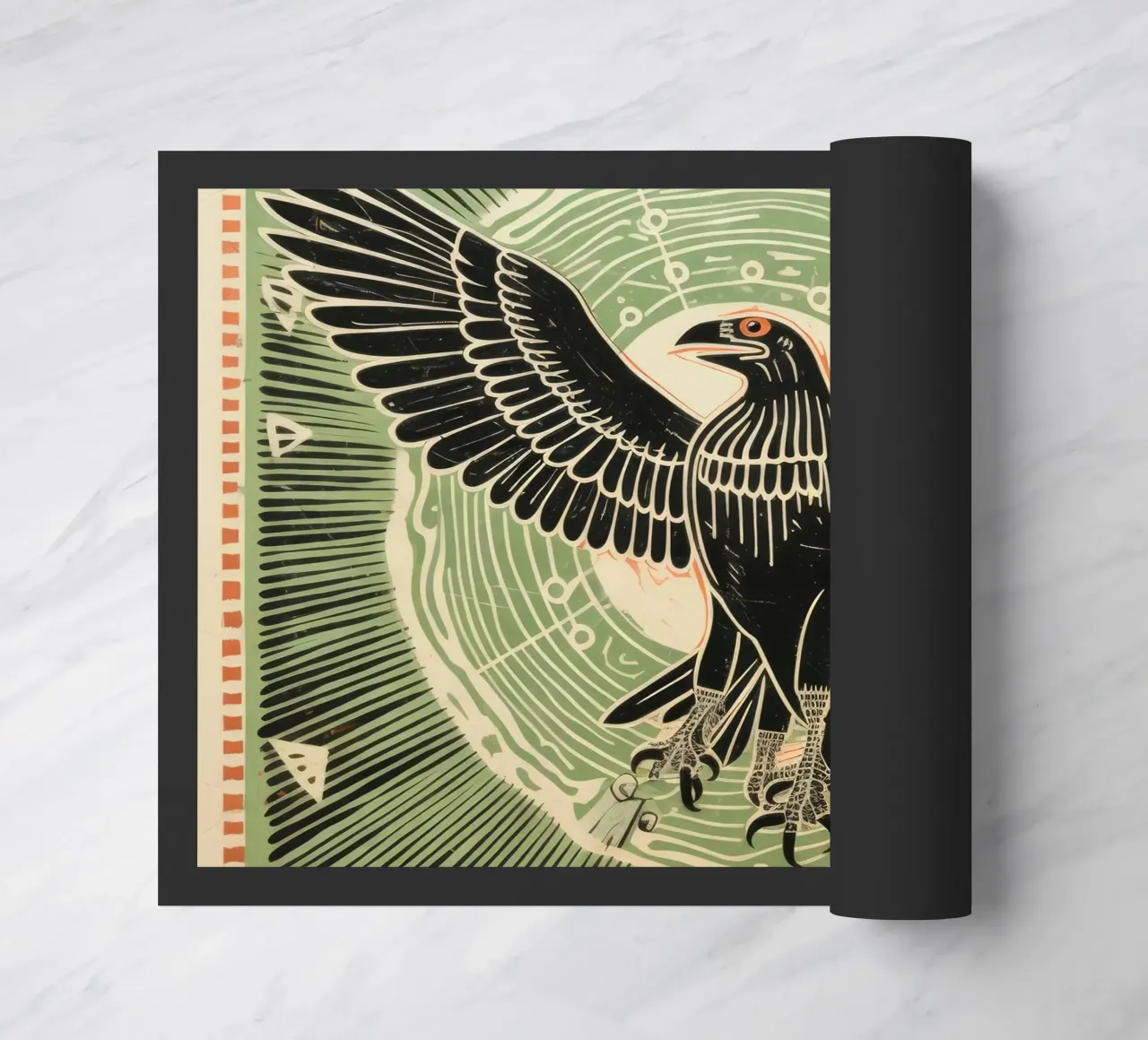 Green Eagle doormat by Minimal Animal Art