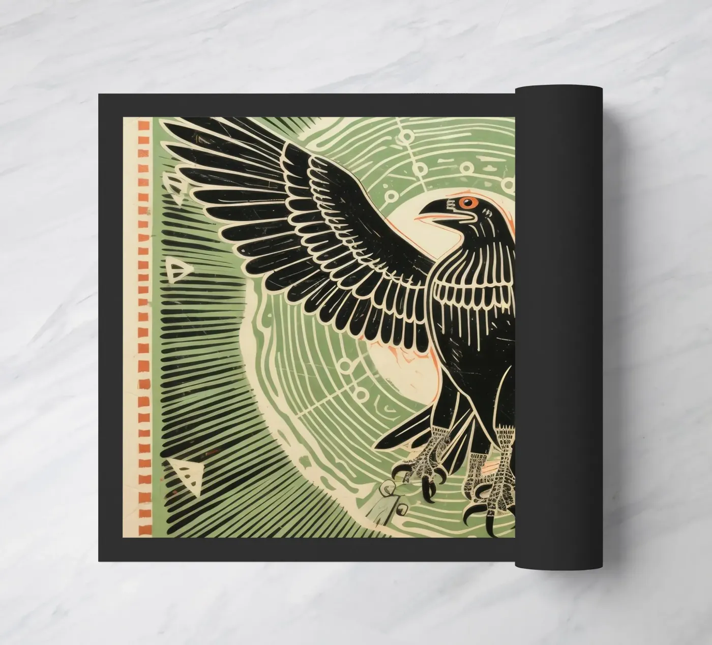 Green Eagle doormat by Minimal Animal Art