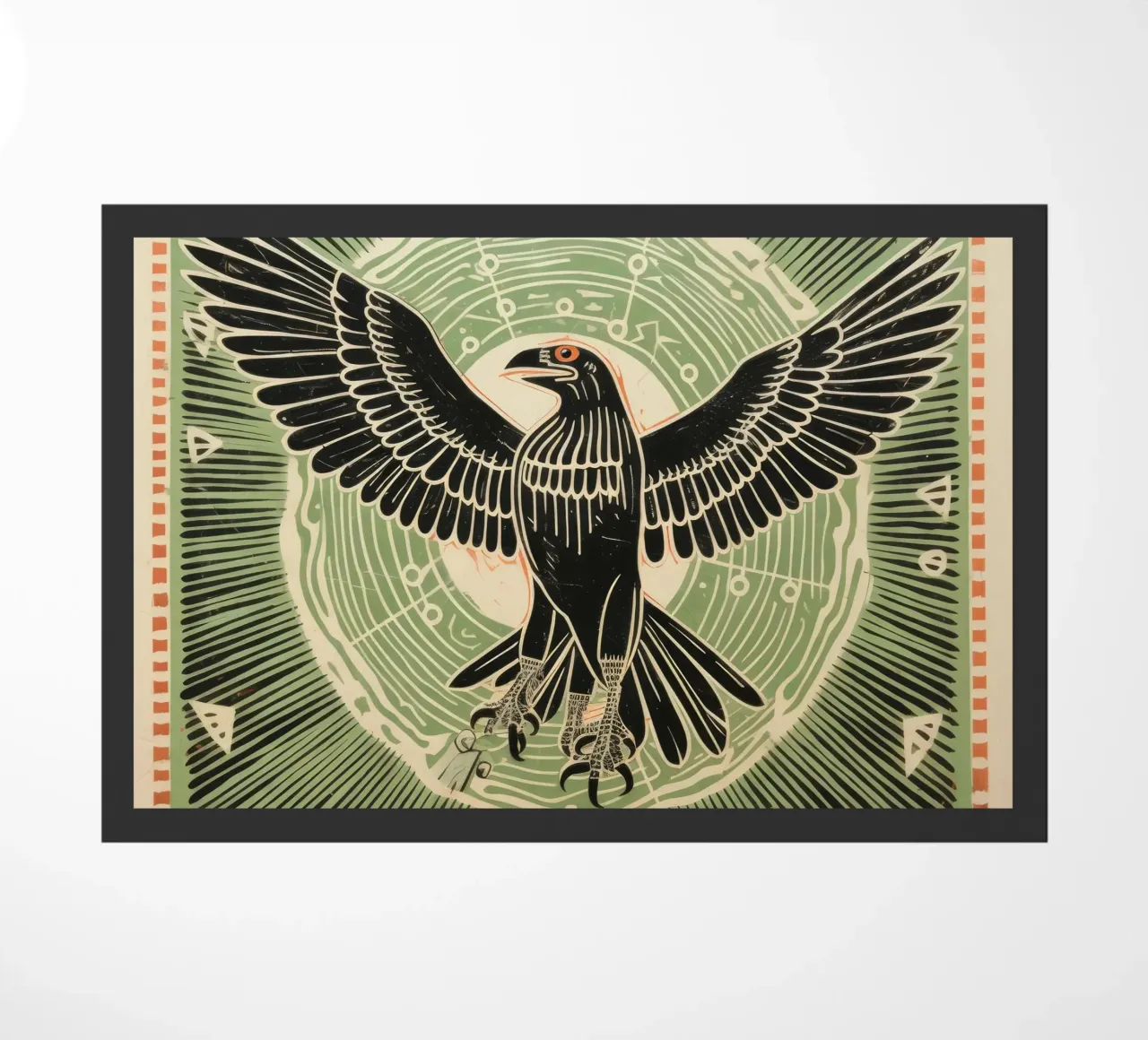 Green Eagle doormat by Minimal Animal Art