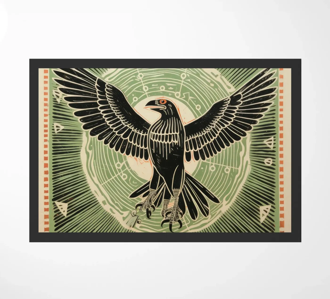 Green Eagle doormat by Minimal Animal Art