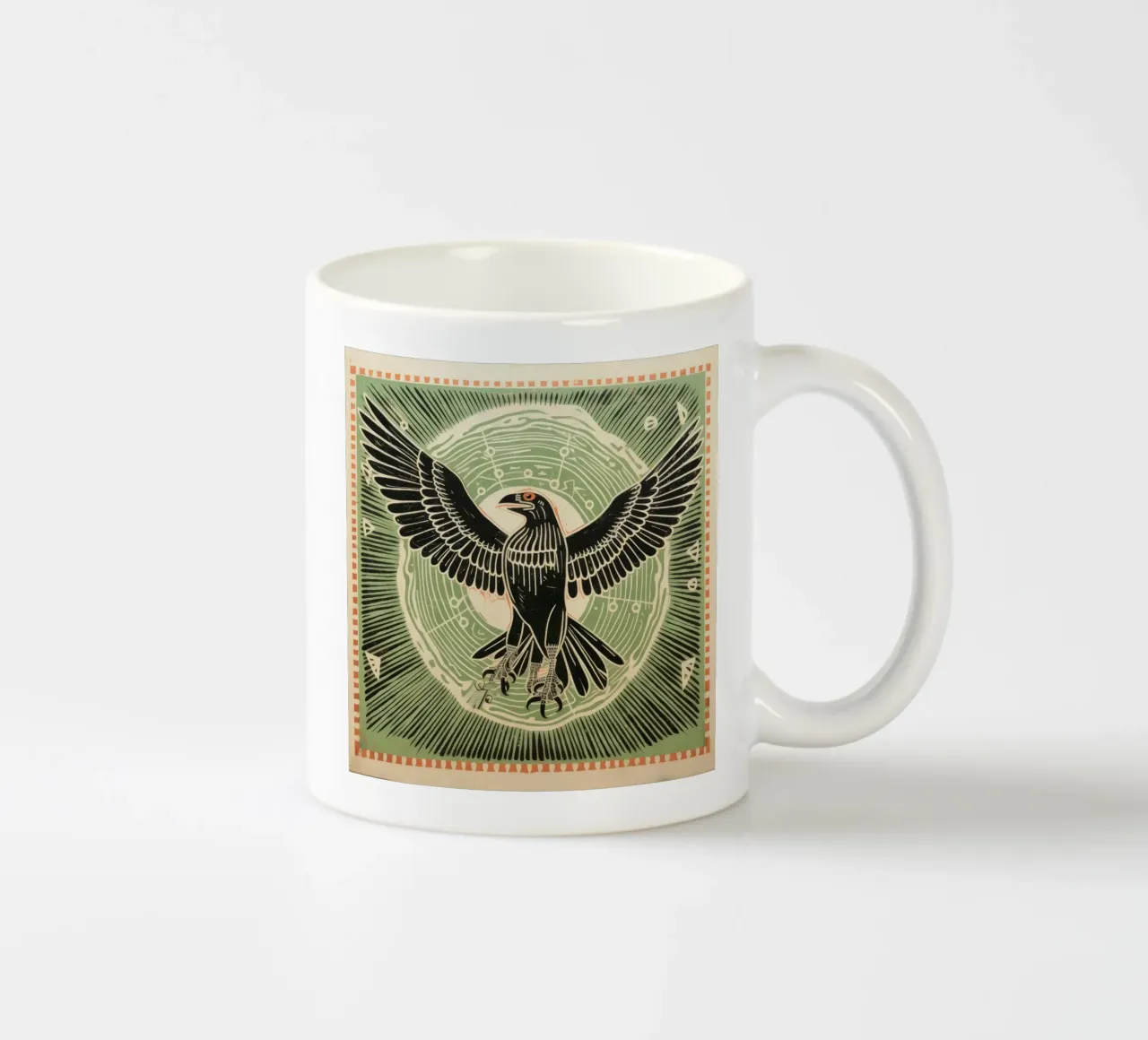 Green Eagle ceramic mug by Minimal Animal Art