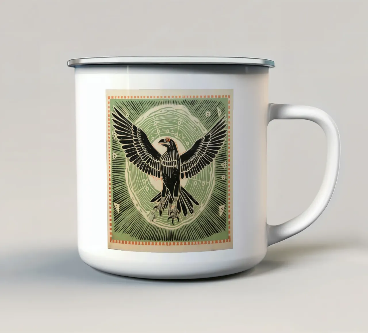 Aquila verde 4 tazza in smalto da Minimal Animal Art