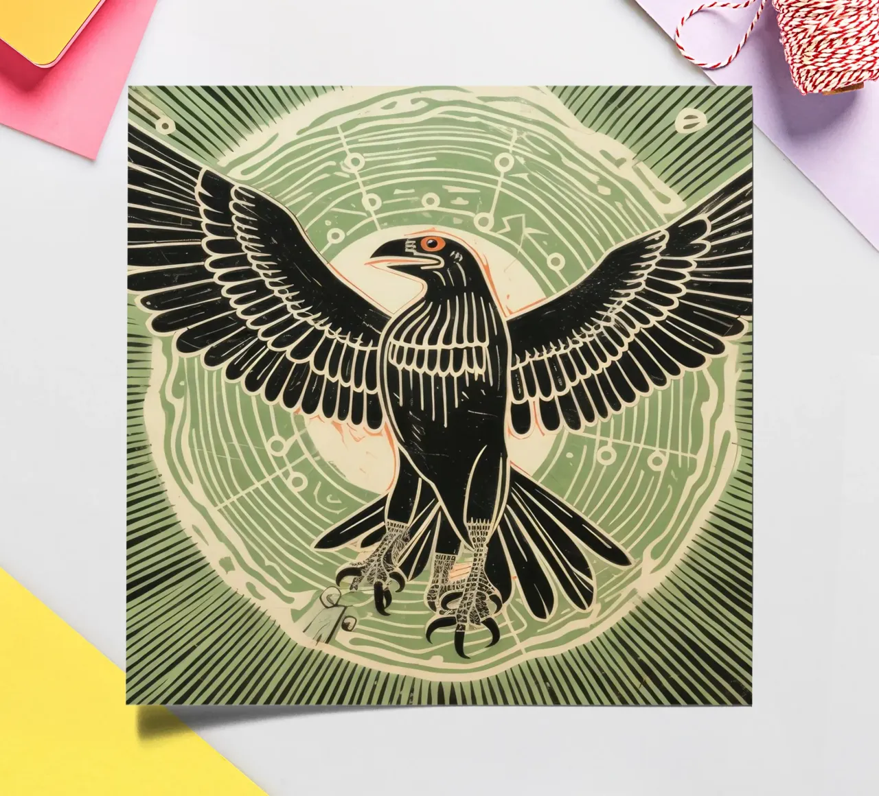 Green Eagle sticker sheet by Minimal Animal Art
