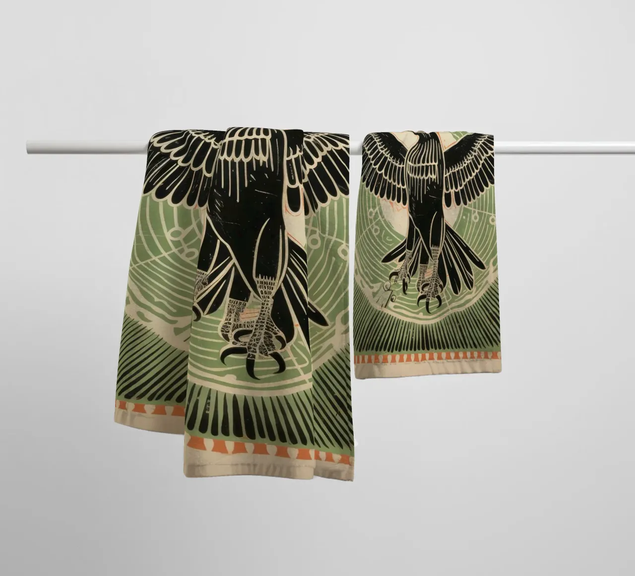 Aigle vert 4 serviette de bain de Minimal Animal Art