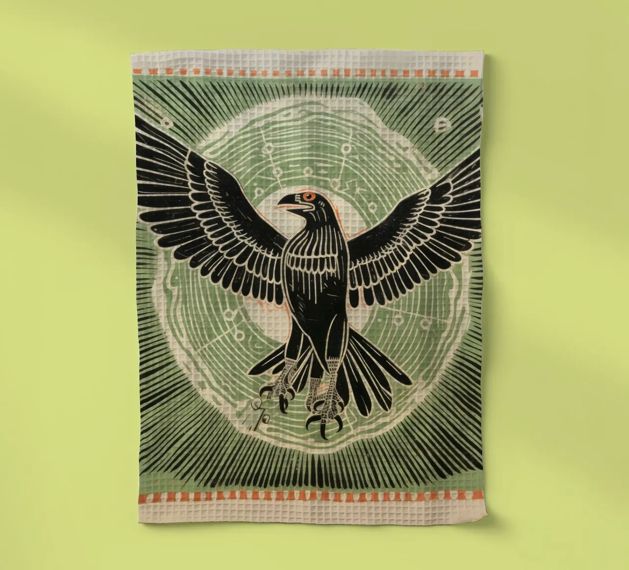 Aigle vert 4 torchon de Minimal Animal Art