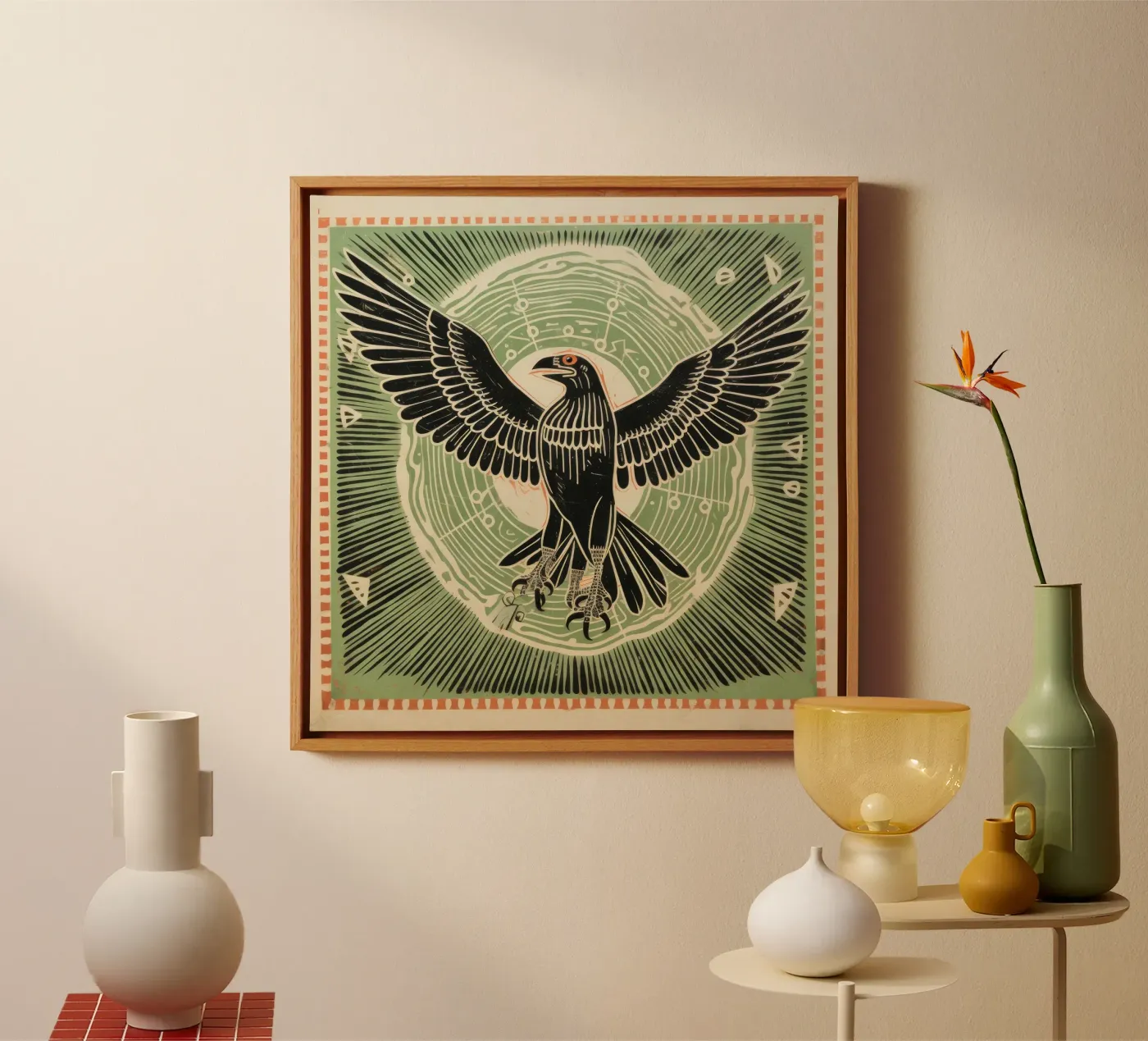 Green Eagle canvas van Minimal Animal Art