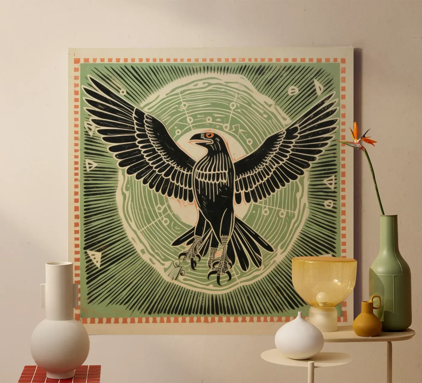 Green Eagle canvas van Minimal Animal Art