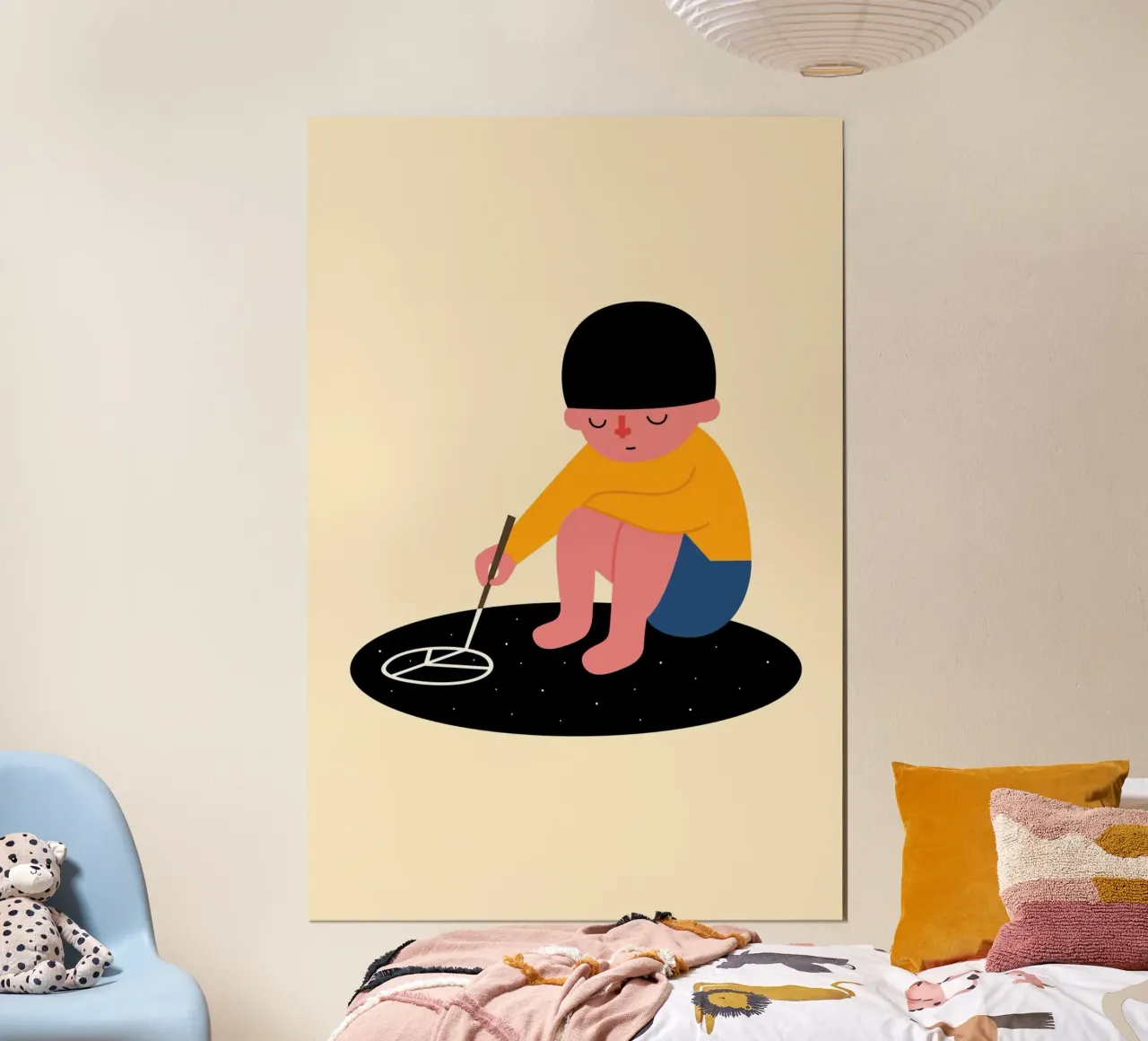 Pace per favore poster con telaio in legno da Andy Westface