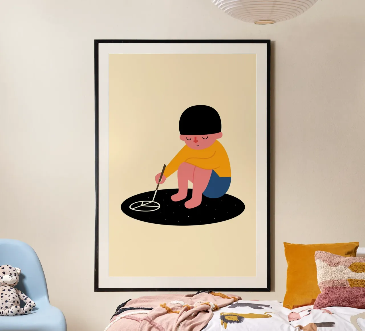 Pace per favore poster con telaio in legno da Andy Westface