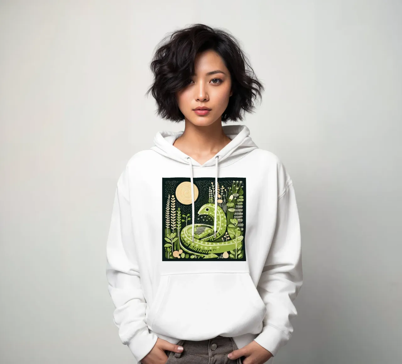 Lombriz Verde 2 sudadera con capucha de Minimal Animal Art