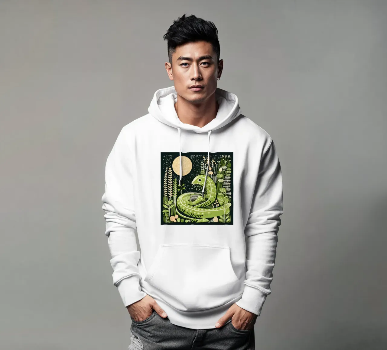Lombriz Verde 2 sudadera con capucha de Minimal Animal Art