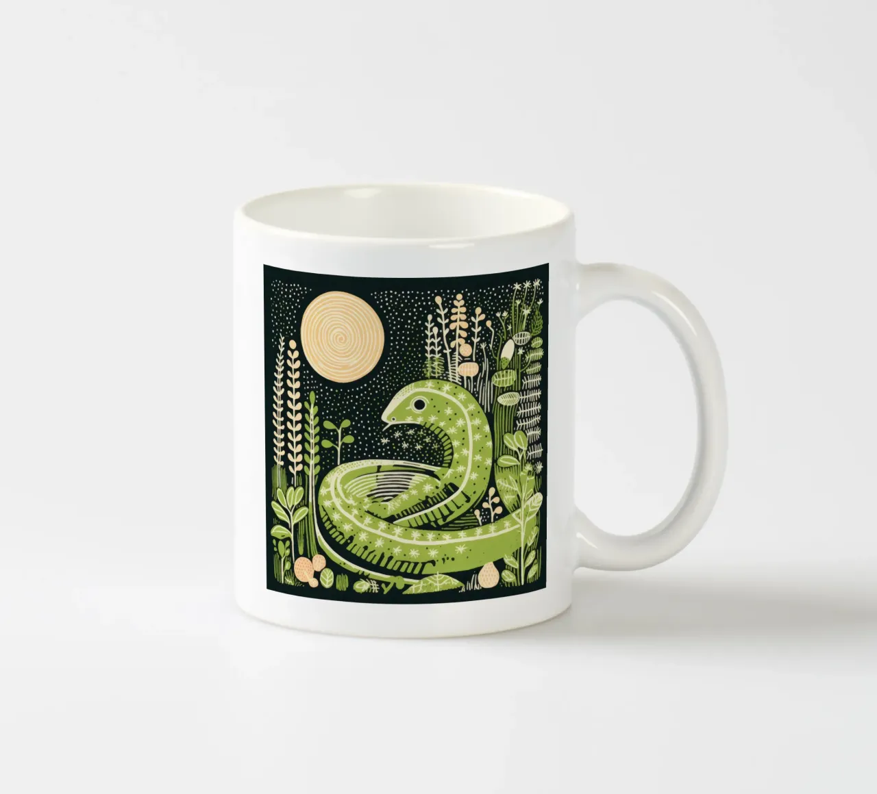 Groene regenworm 2 keramische mok van Minimal Animal Art