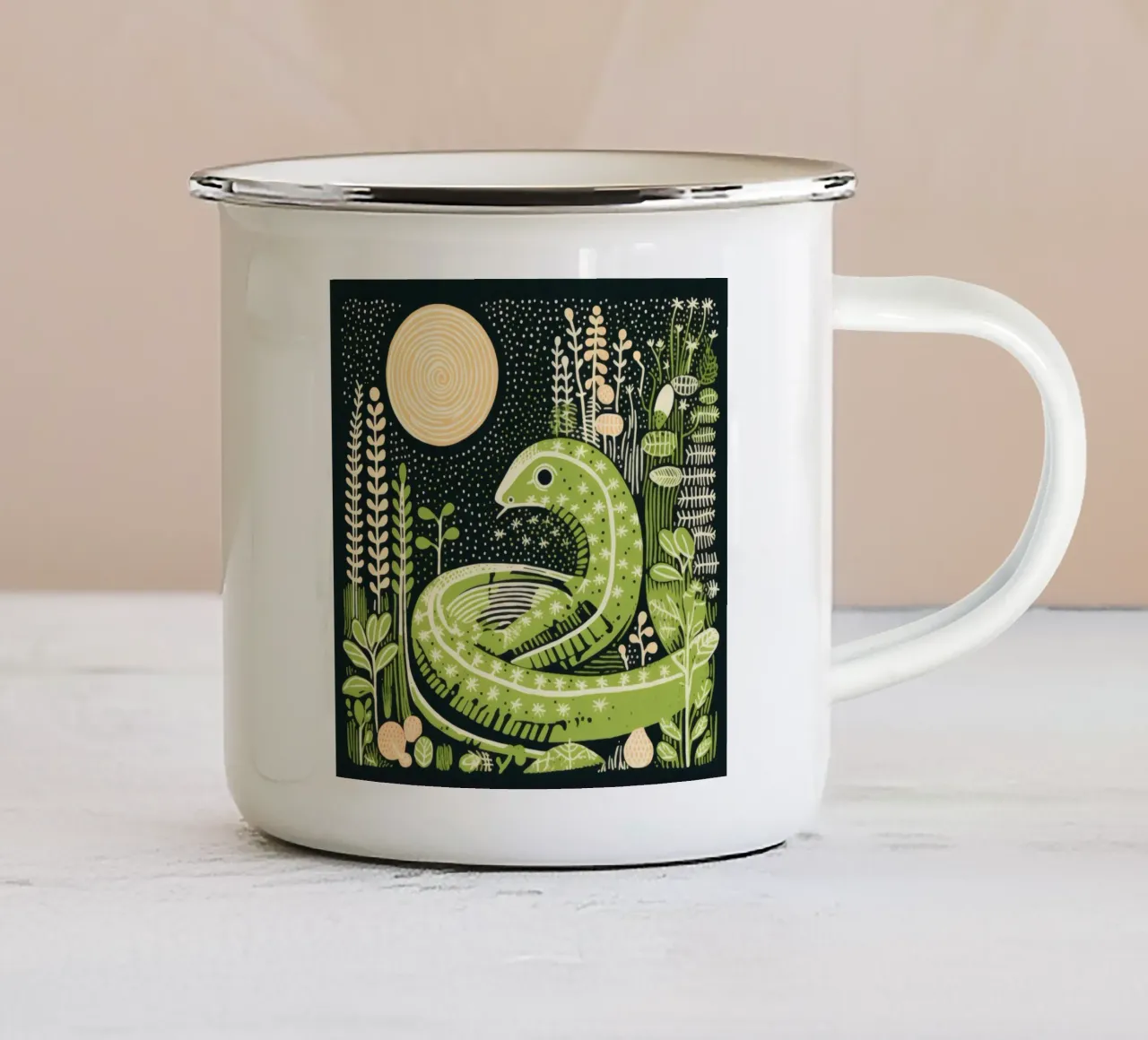 Terriccio verde 2 tazza in smalto da Minimal Animal Art