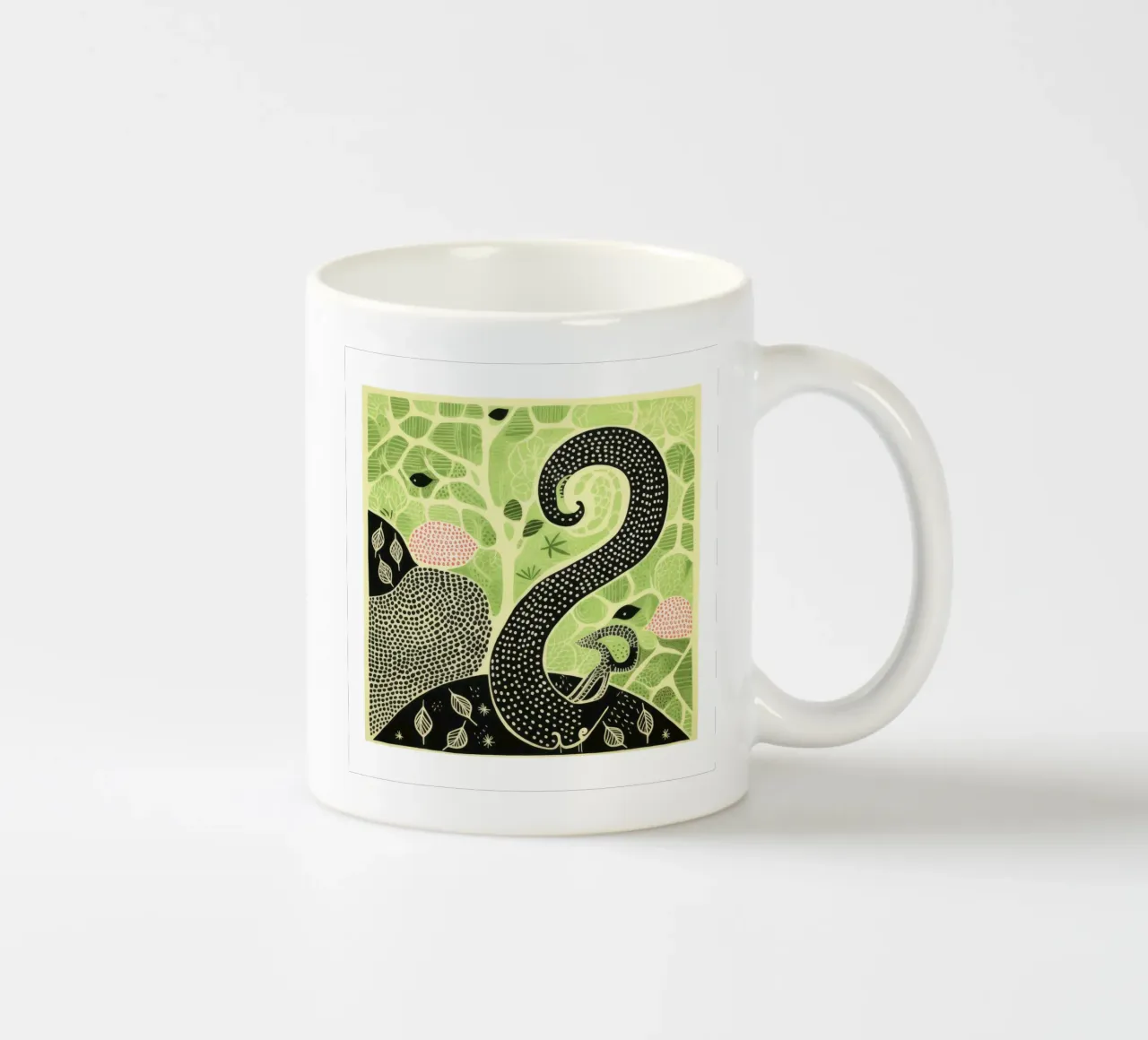Green Earthworm 3 ceramic mug by Minimal Animal Art