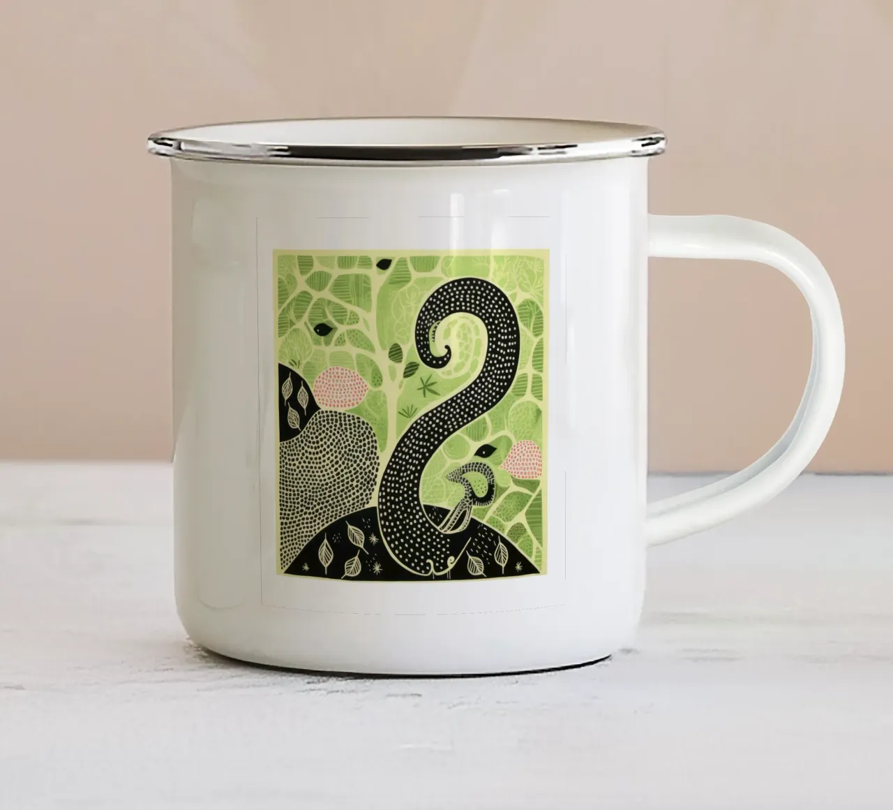 Terriccio verde 3 tazza in smalto da Minimal Animal Art