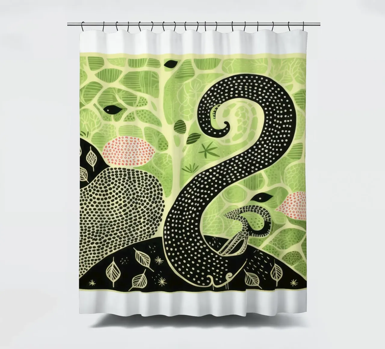 Green Earthworm 3 shower curtain by Minimal Animal Art