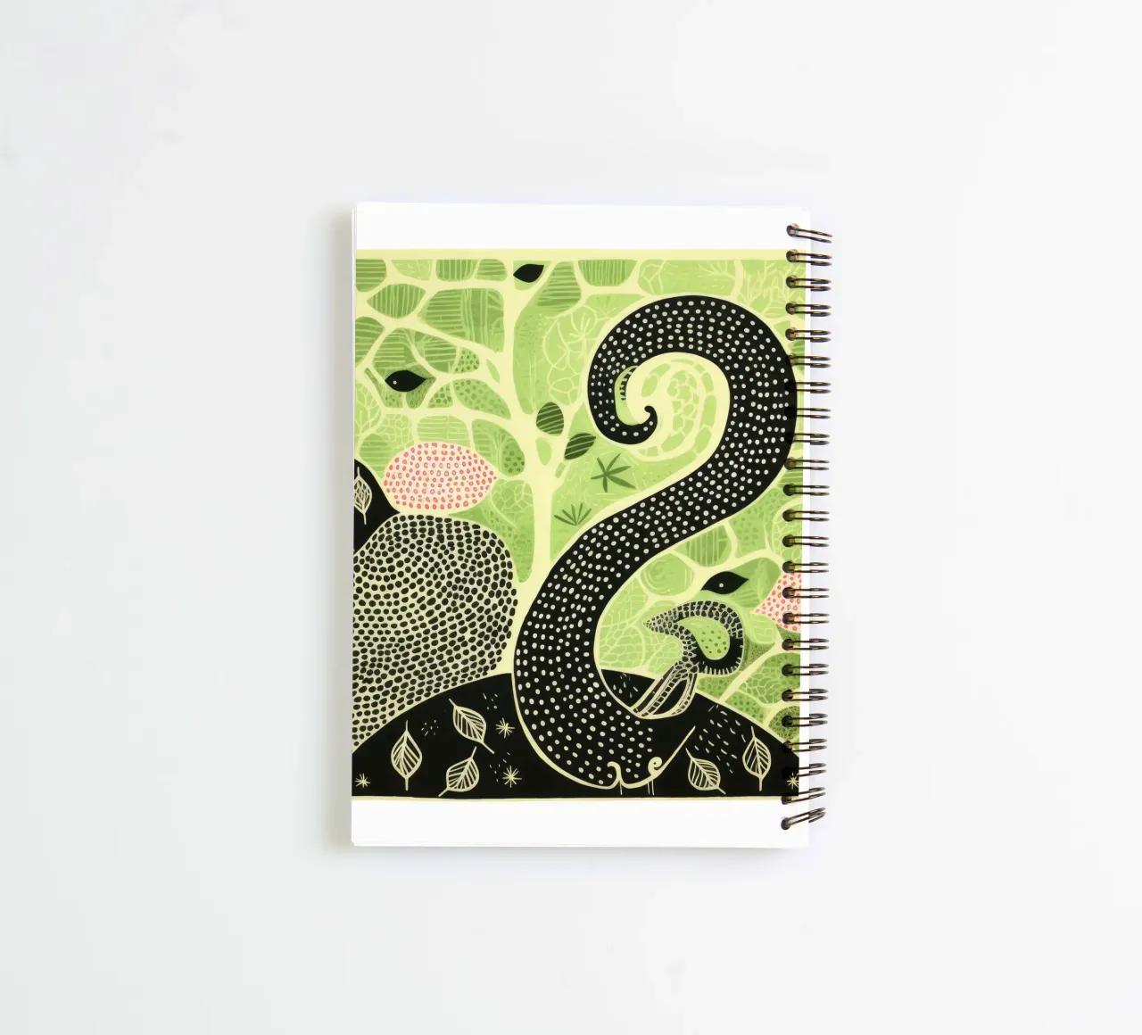 Groene regenworm 3 notitieboek met spiraal van Minimal Animal Art