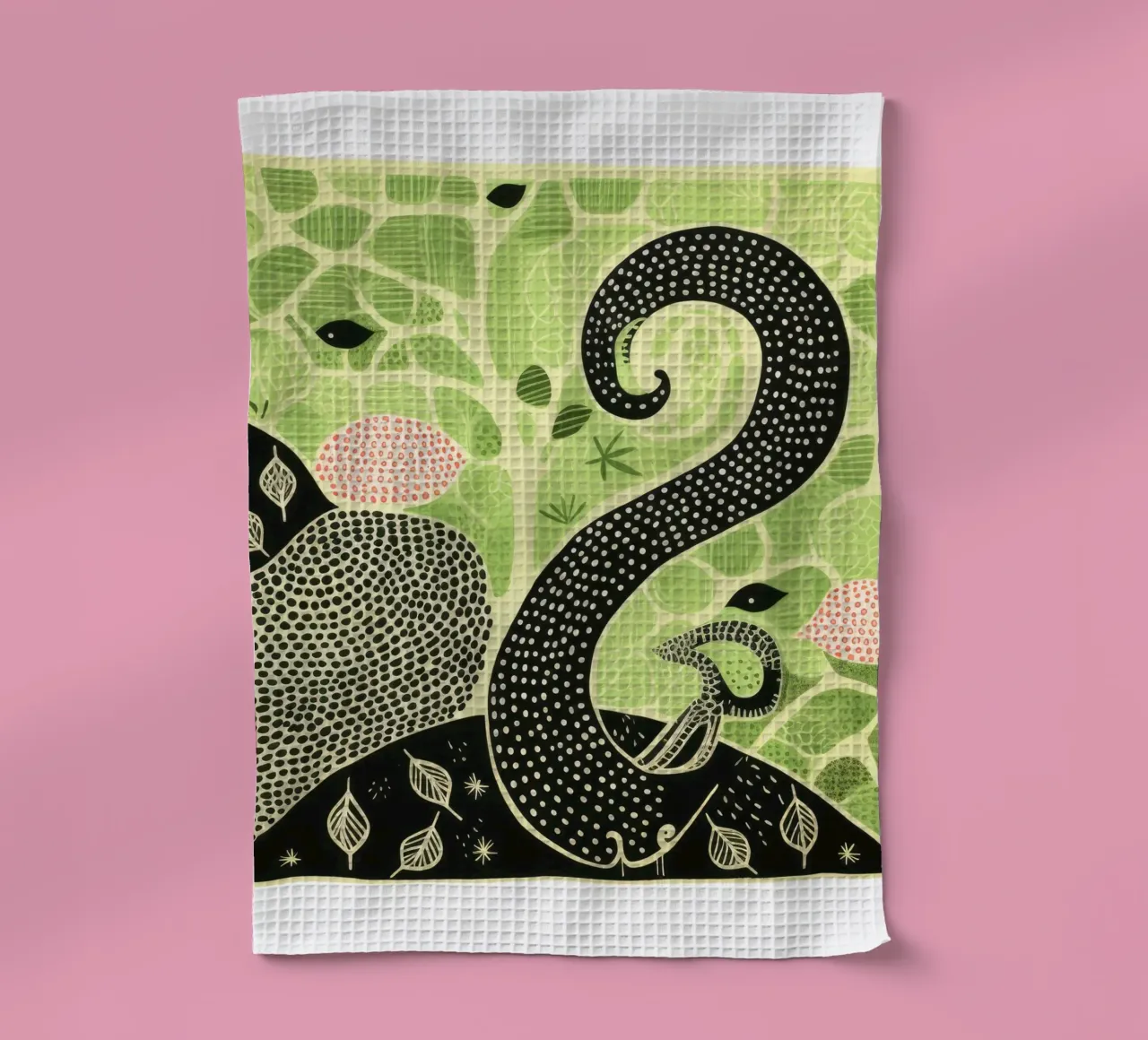 Ver de terre vert 3 torchon de Minimal Animal Art