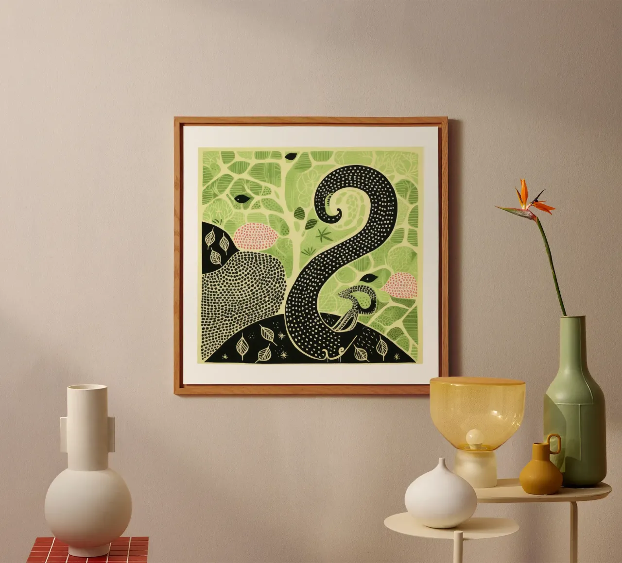 Green Earthworm 3 alu-dibond by Minimal Animal Art