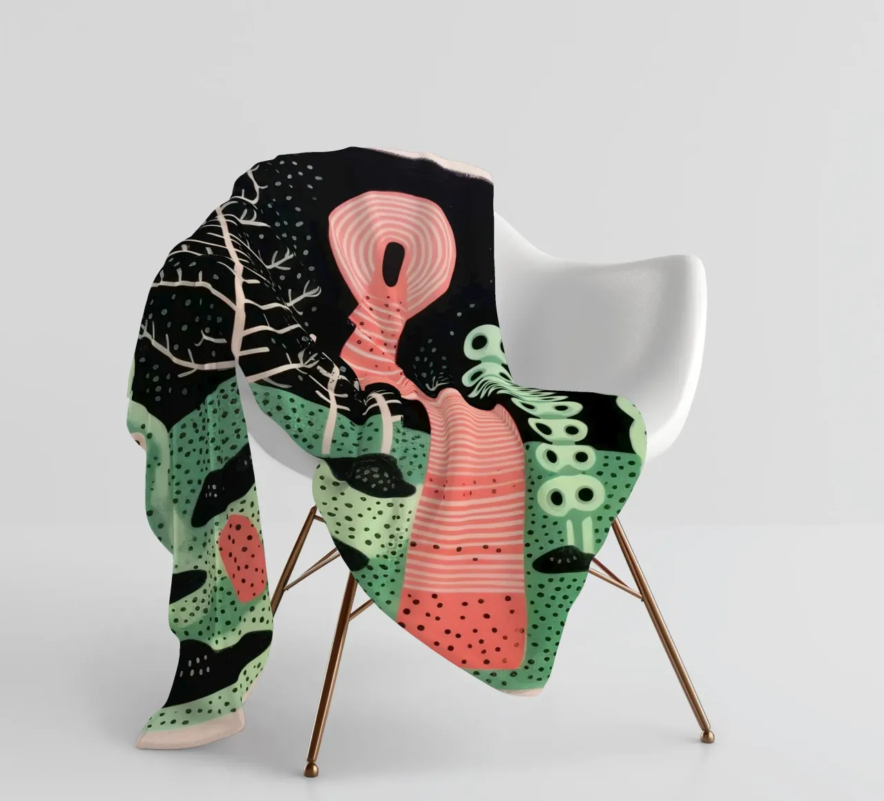 Green Earthworm 4 fleece blanket by Minimal Animal Art