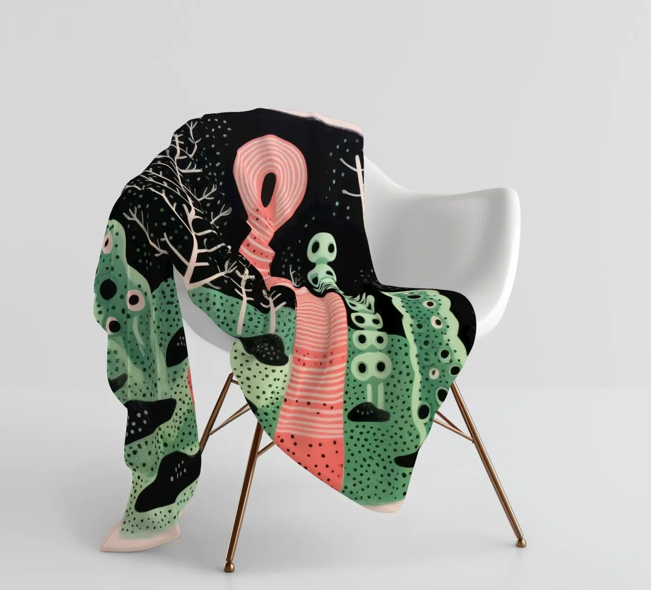 Green Earthworm 4 fleece blanket by Minimal Animal Art