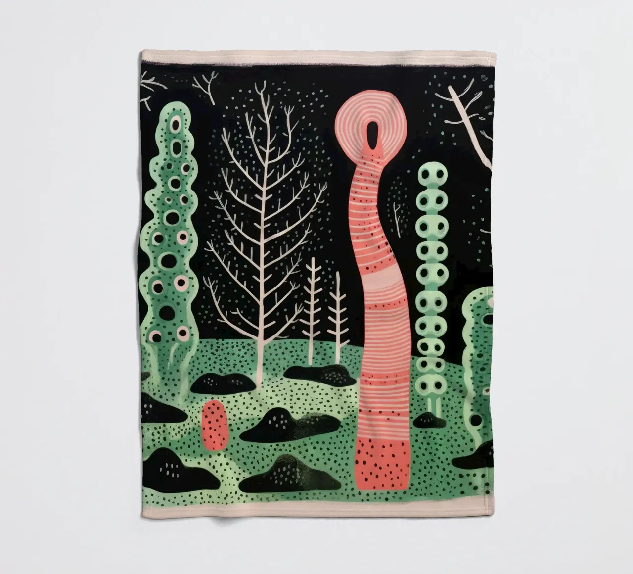 Green Earthworm 4 fleece blanket by Minimal Animal Art