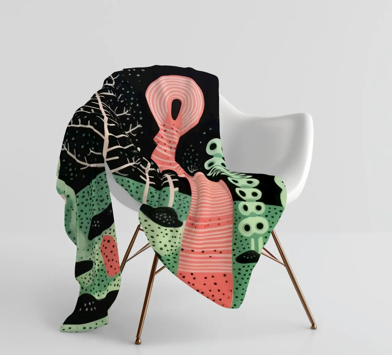 Green Earthworm 4 fleece blanket by Minimal Animal Art
