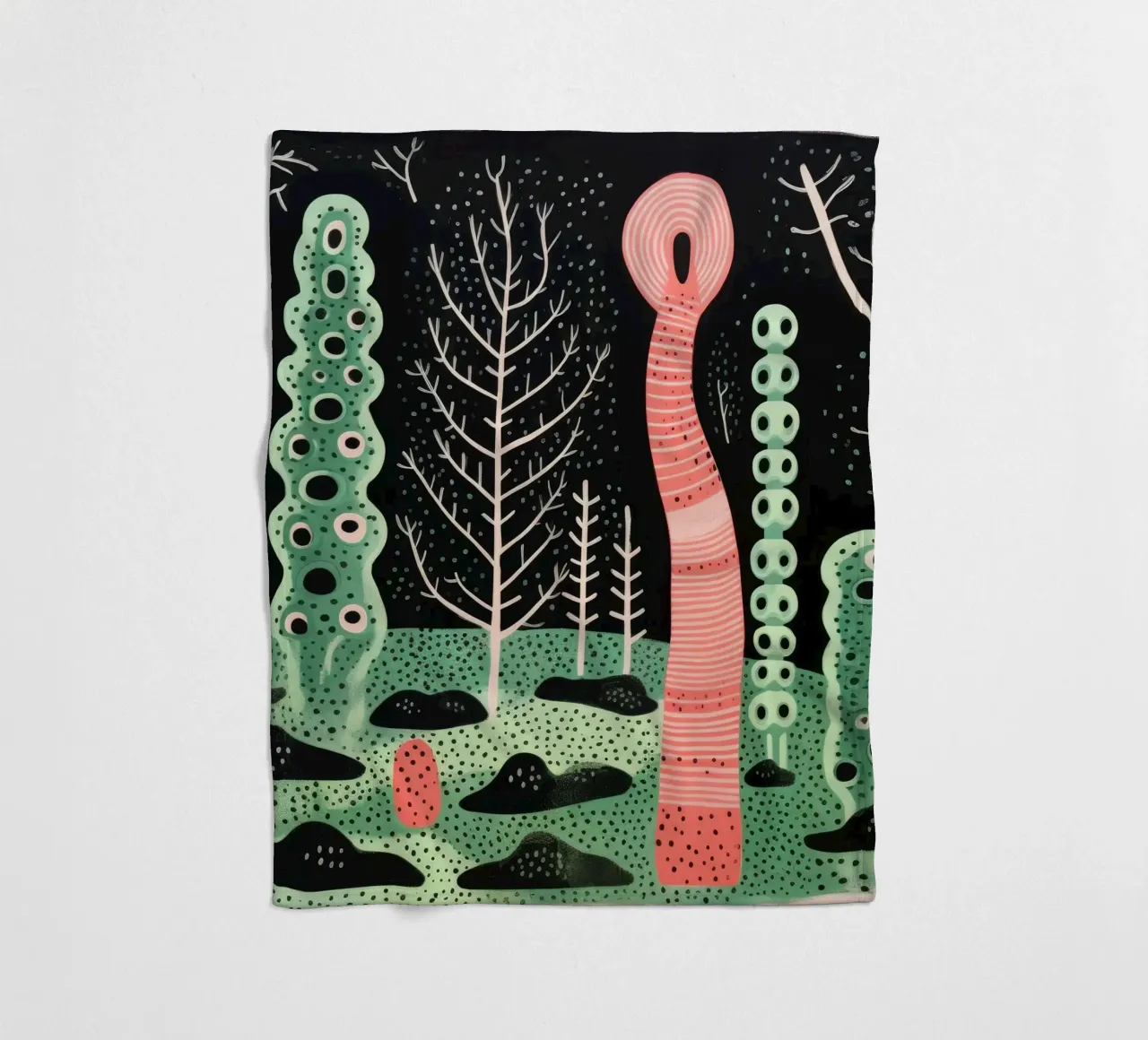 Green Earthworm 4 fleece blanket by Minimal Animal Art