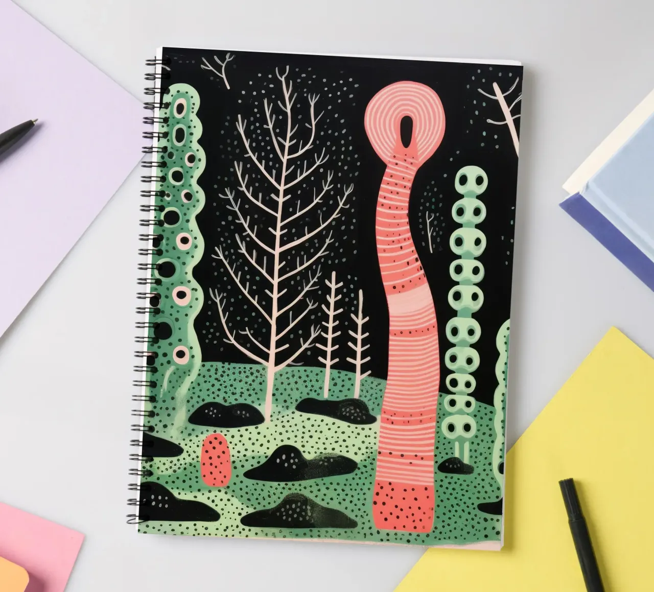 Green Earthworm 4 spiral notebook by Minimal Animal Art
