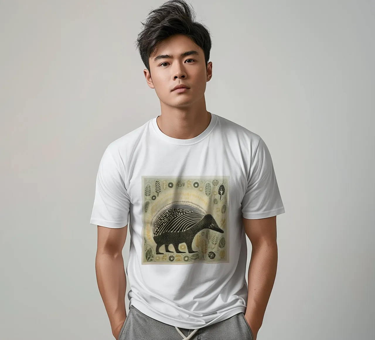 Echidna verde 1 t-shirt da Minimal Animal Art