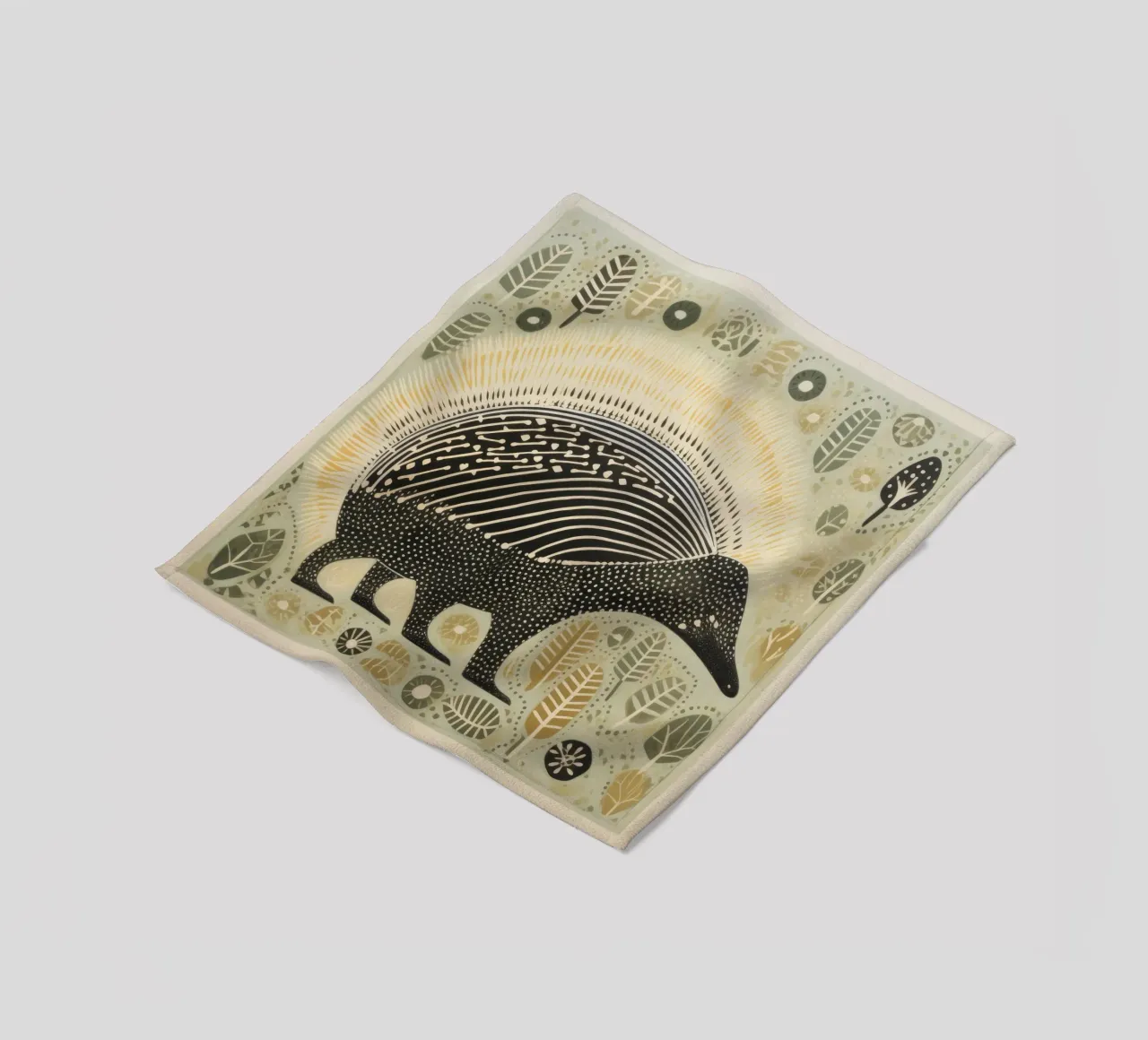 Echidna verde 1 coperta in pile da Minimal Animal Art