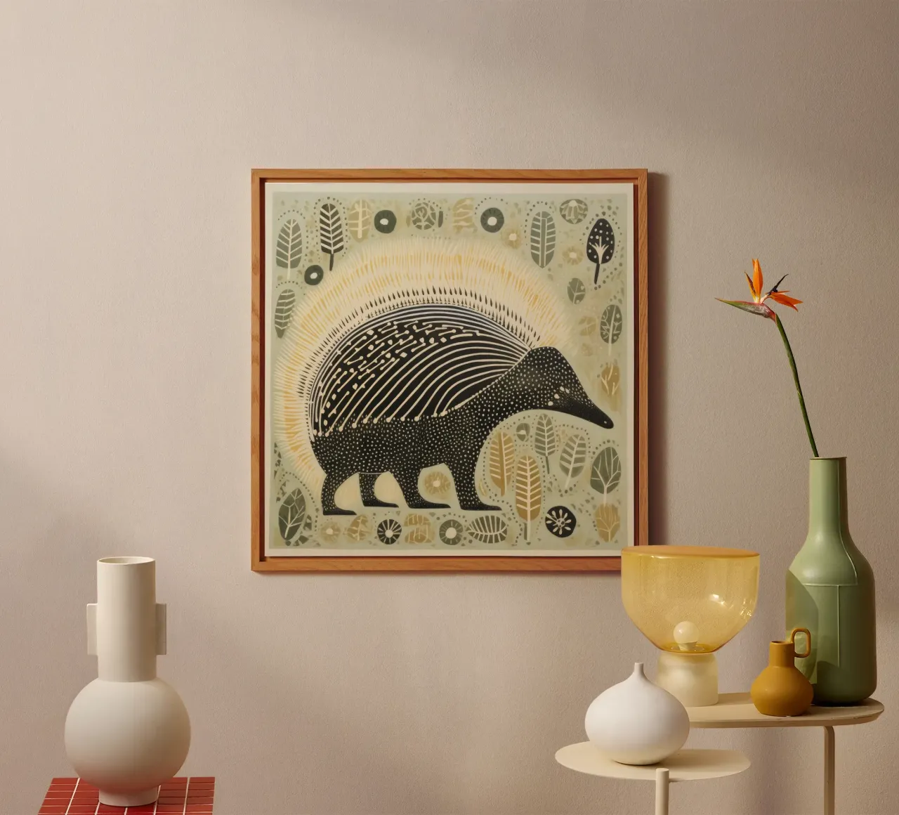 Echidna verde 1 alluminio dibond da Minimal Animal Art
