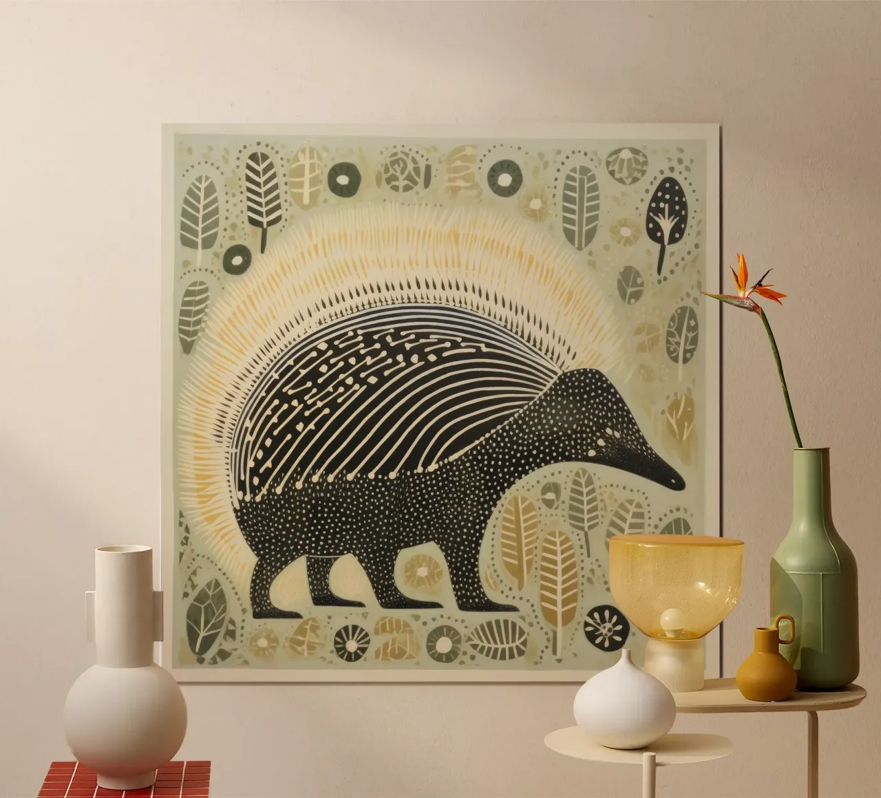 Echidna verde 1 carta hahnemühle da Minimal Animal Art