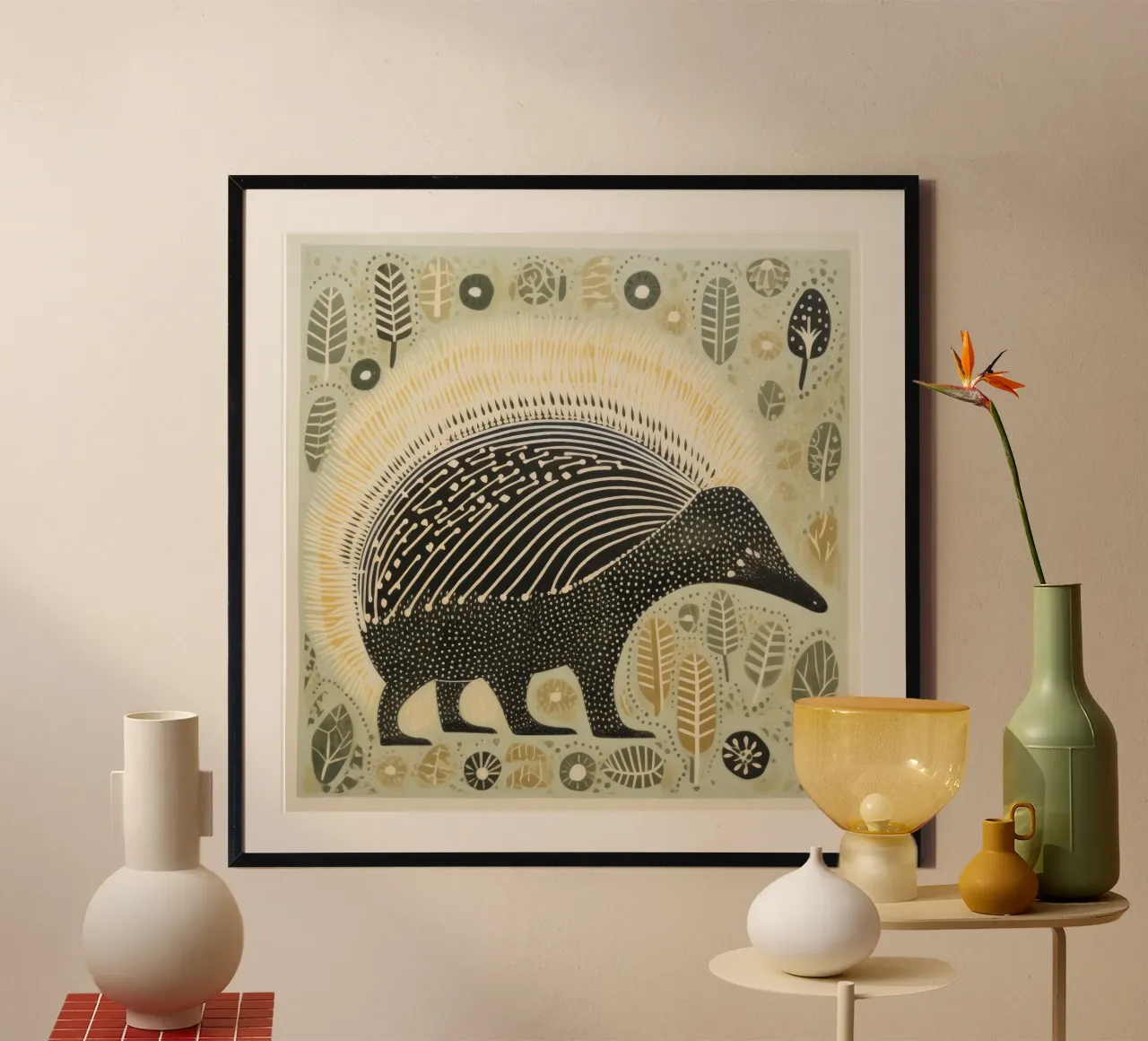Echidna verde 1 carta hahnemühle da Minimal Animal Art