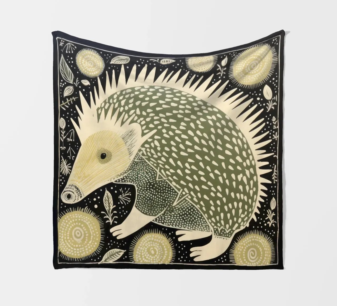 Echidna verde 2 coperta in pile da Minimal Animal Art